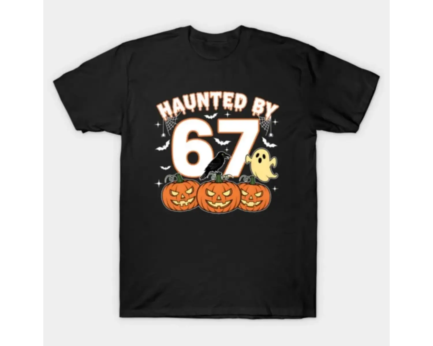 Haunted By 67 Cadılar Bayramı Tişörtü Erkekler Kadınlar İçin %100 Pamuklu Tişörtler Kısa Koll