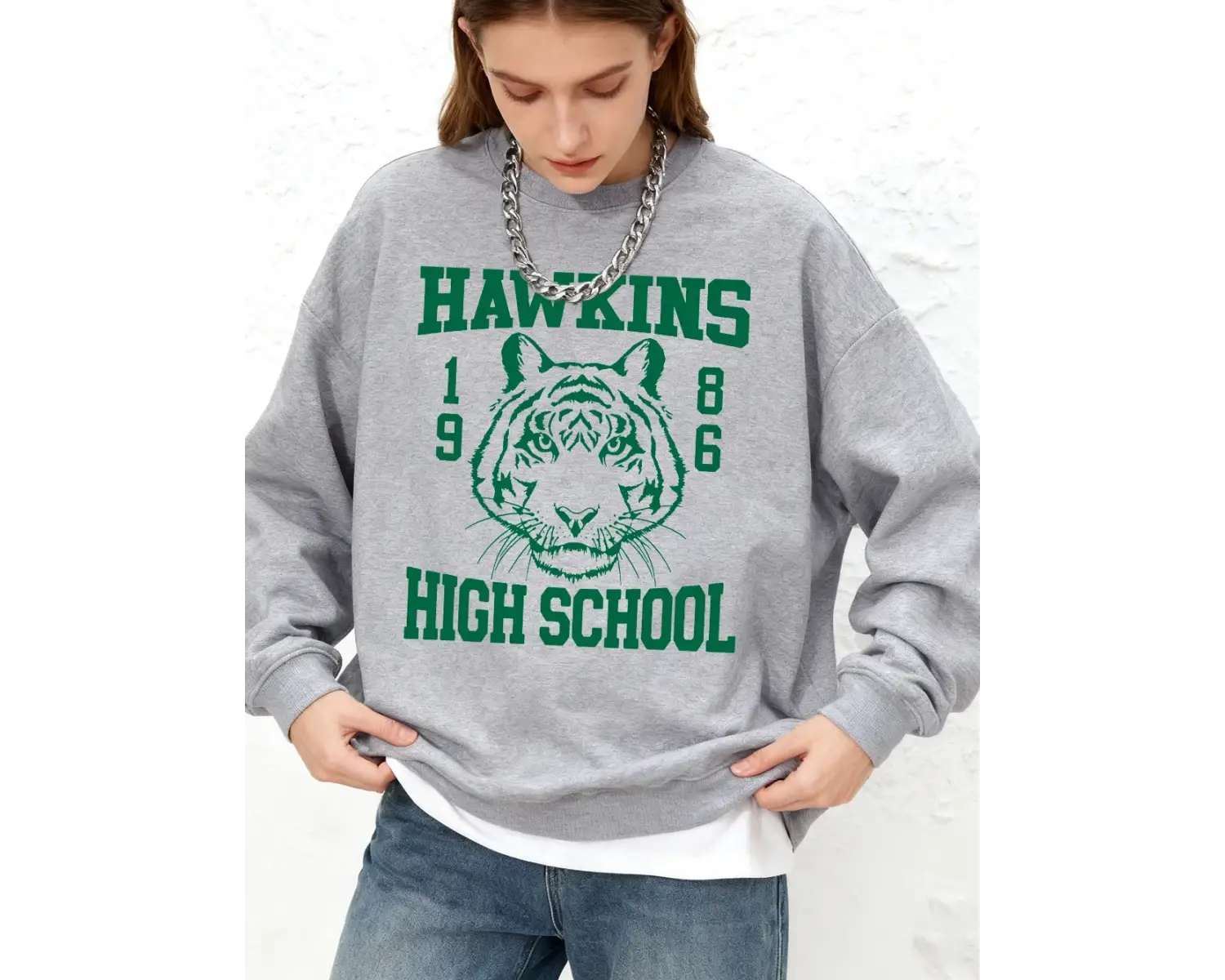 Hawkins Lisesi 1986 Baskılı Tişörtü Kadın Kışlık Bol Kapüşonlu Üstler Polar Sıcak Jogger Üstl