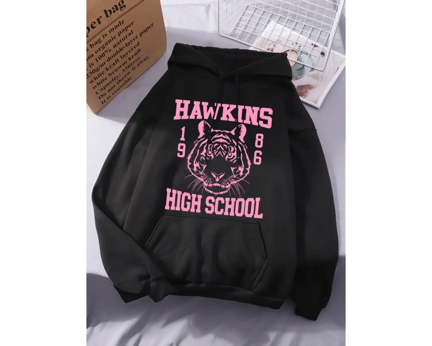 Hawkins Lisesi Baskılı Kapüşonlu Üstler Kadınlar İçin Kışlık Polar Sıcak Sweatshirtler Basit