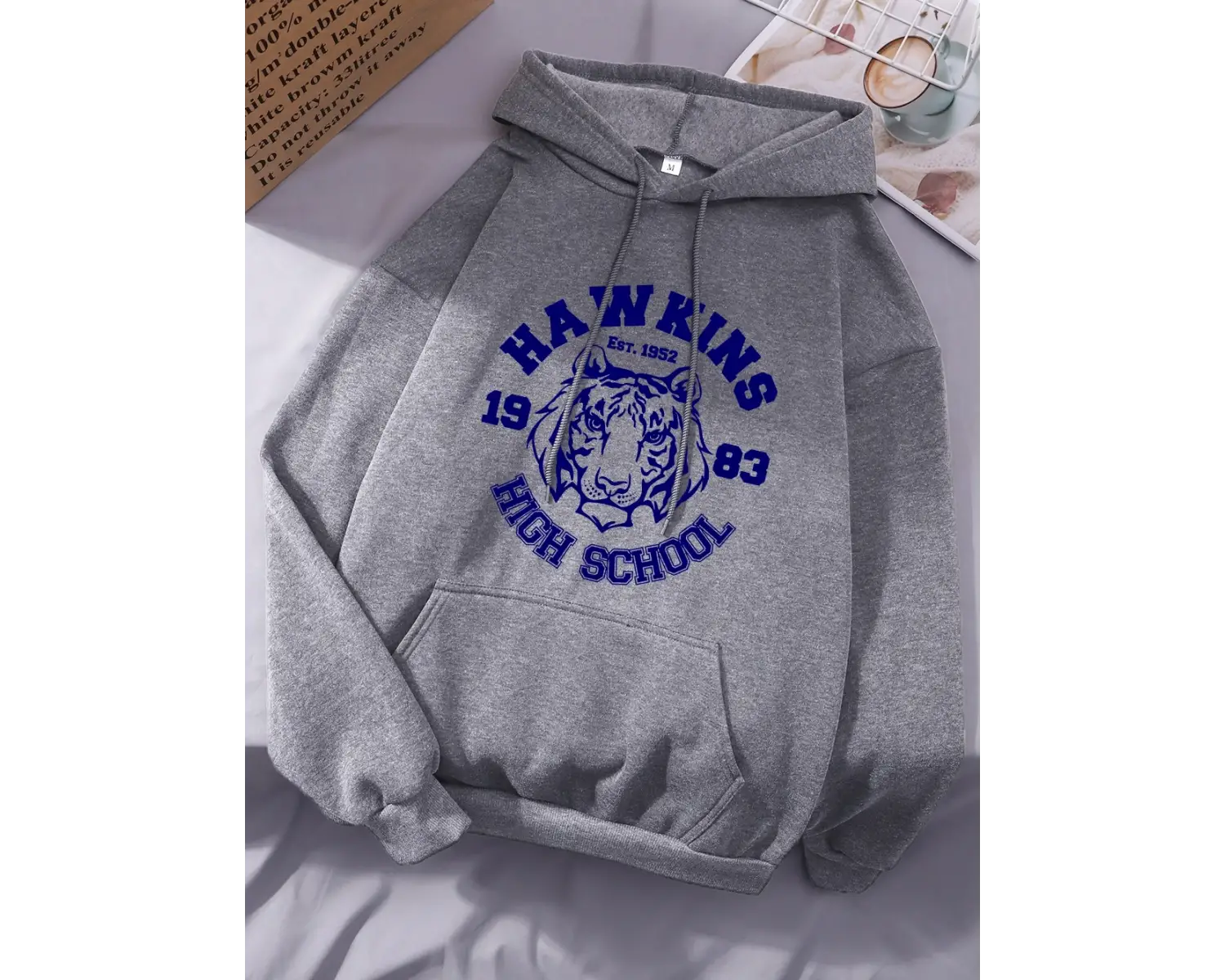 Hawkins Lisesi Baskılı Kapüşonlu Üstler Kadınlar İçin Kışlık Polar Sıcak Sweatshirtler Basit