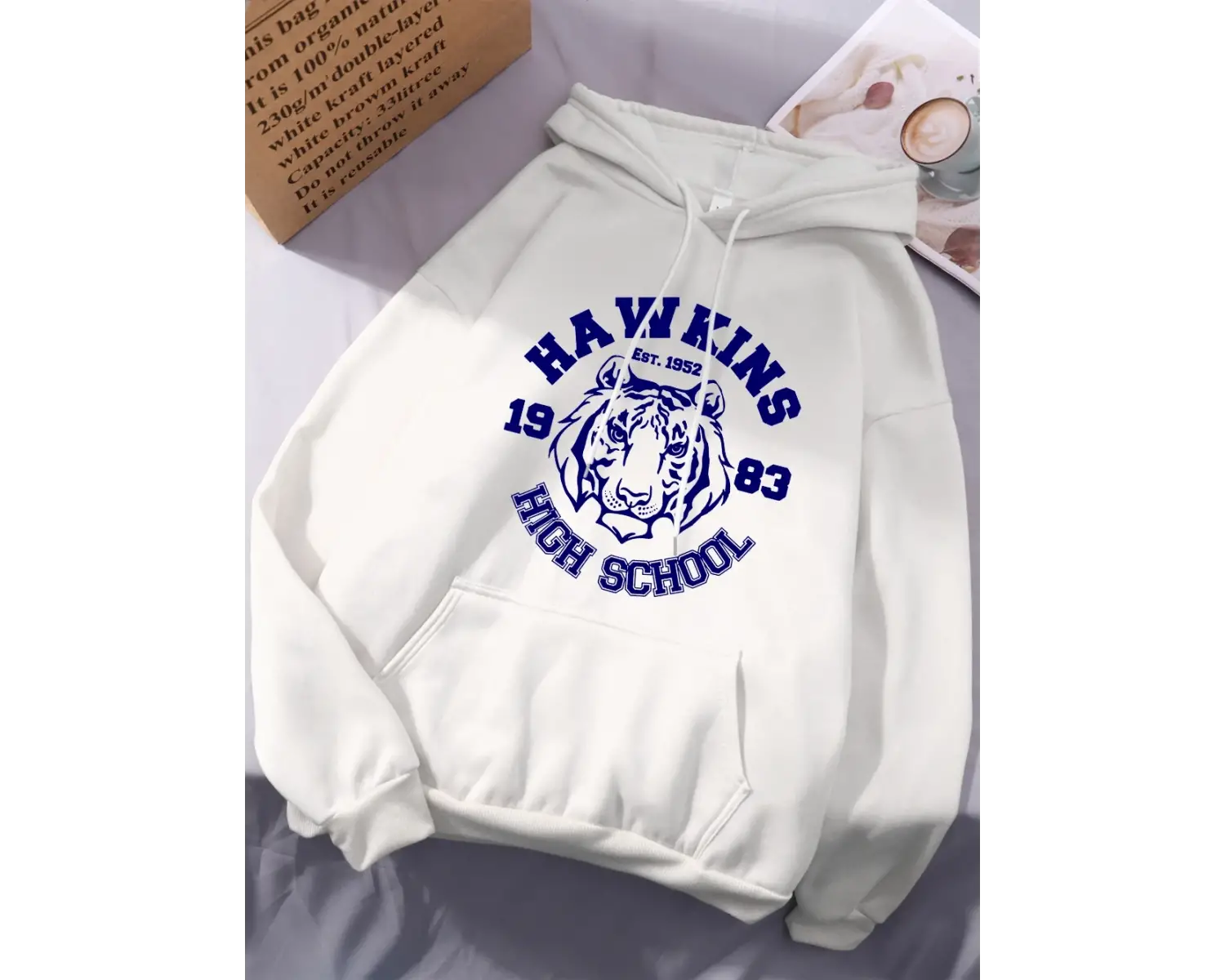 Hawkins Lisesi Baskılı Kapüşonlu Üstler Kadınlar İçin Kışlık Polar Sıcak Sweatshirtler Basit
