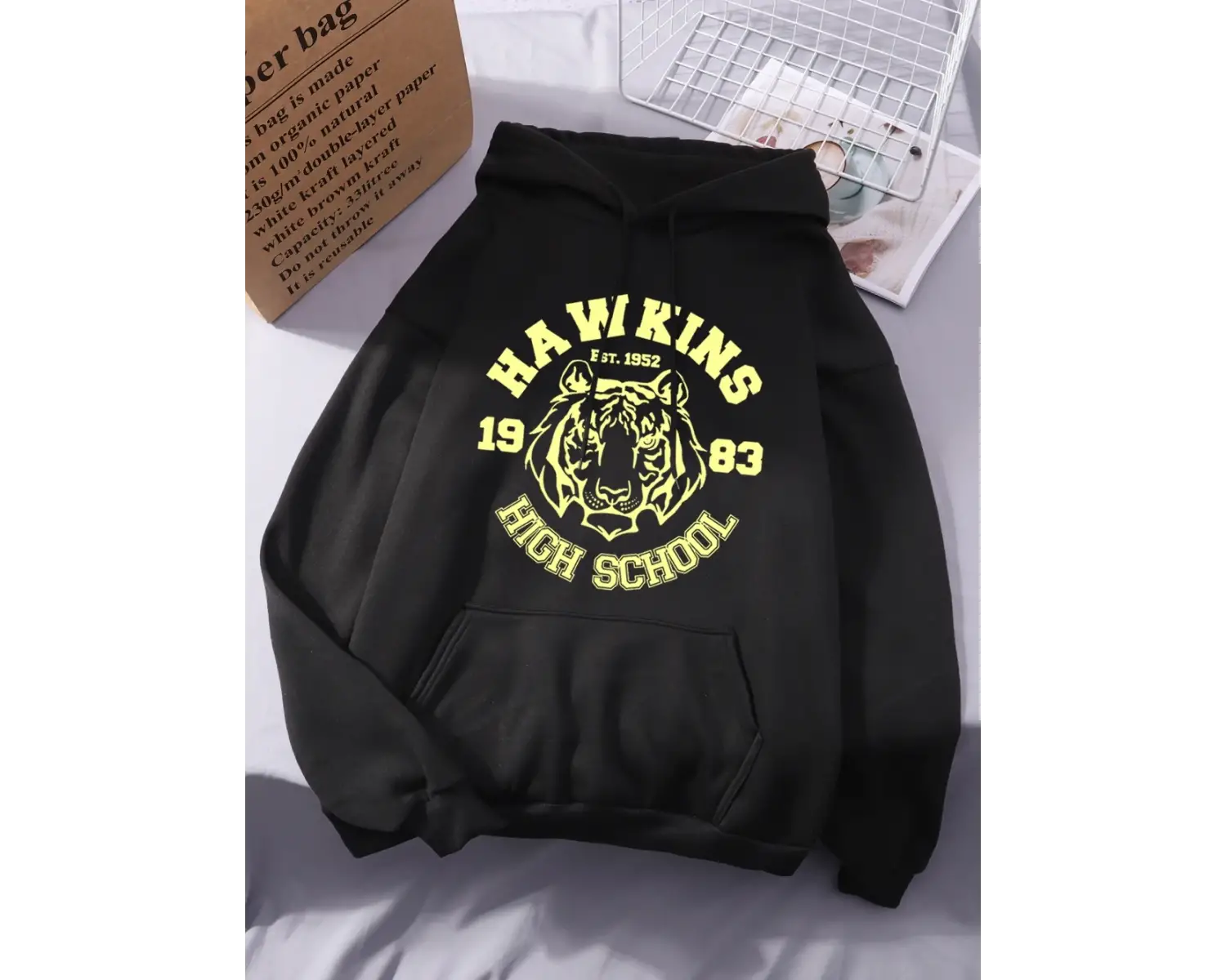 Hawkins Lisesi Baskılı Kapüşonlu Üstler Kadınlar İçin Kışlık Polar Sıcak Sweatshirtler Basit