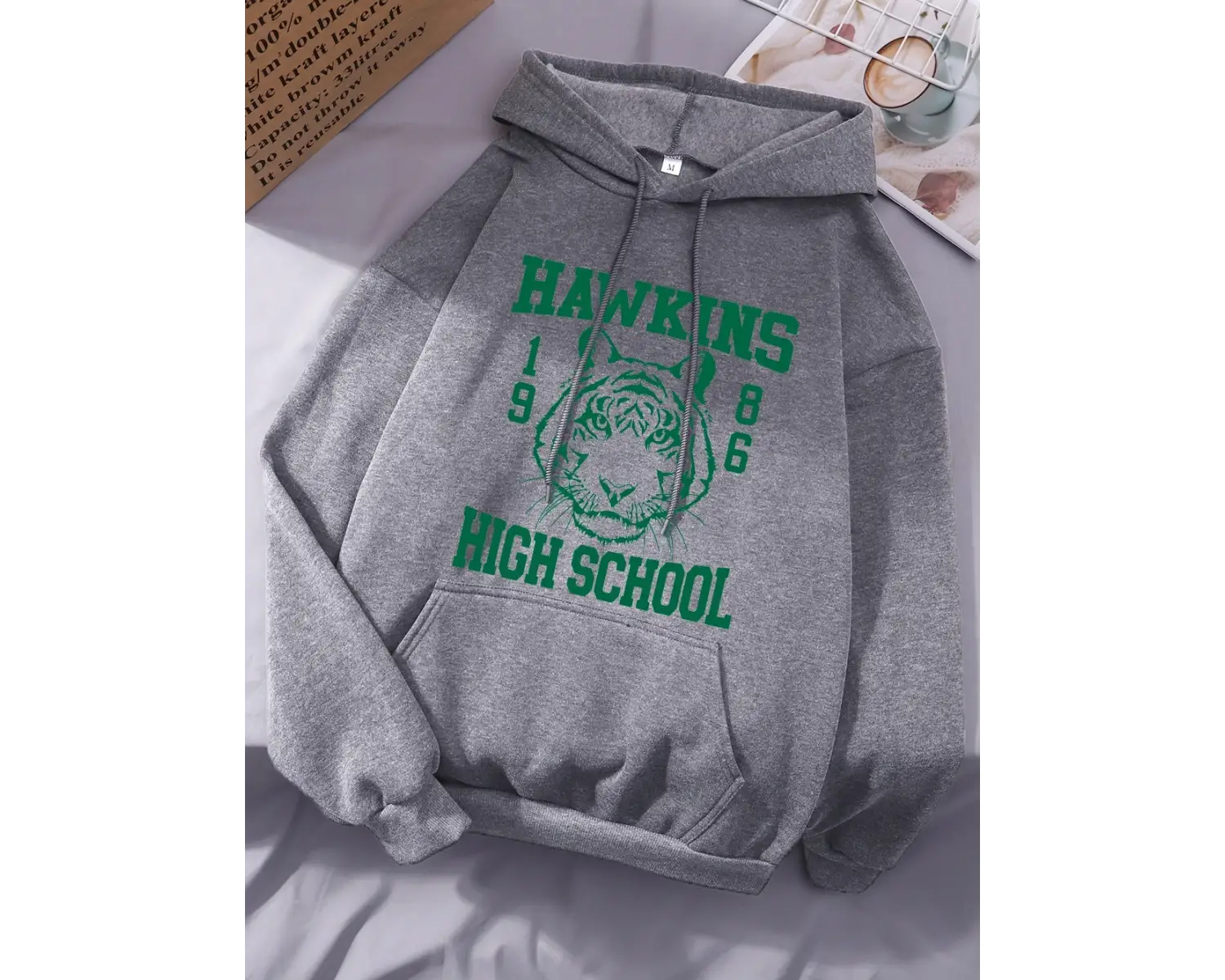 Hawkins Lisesi Baskılı Kapüşonlu Üstler Kadınlar İçin Kışlık Polar Sıcak Sweatshirtler Basit