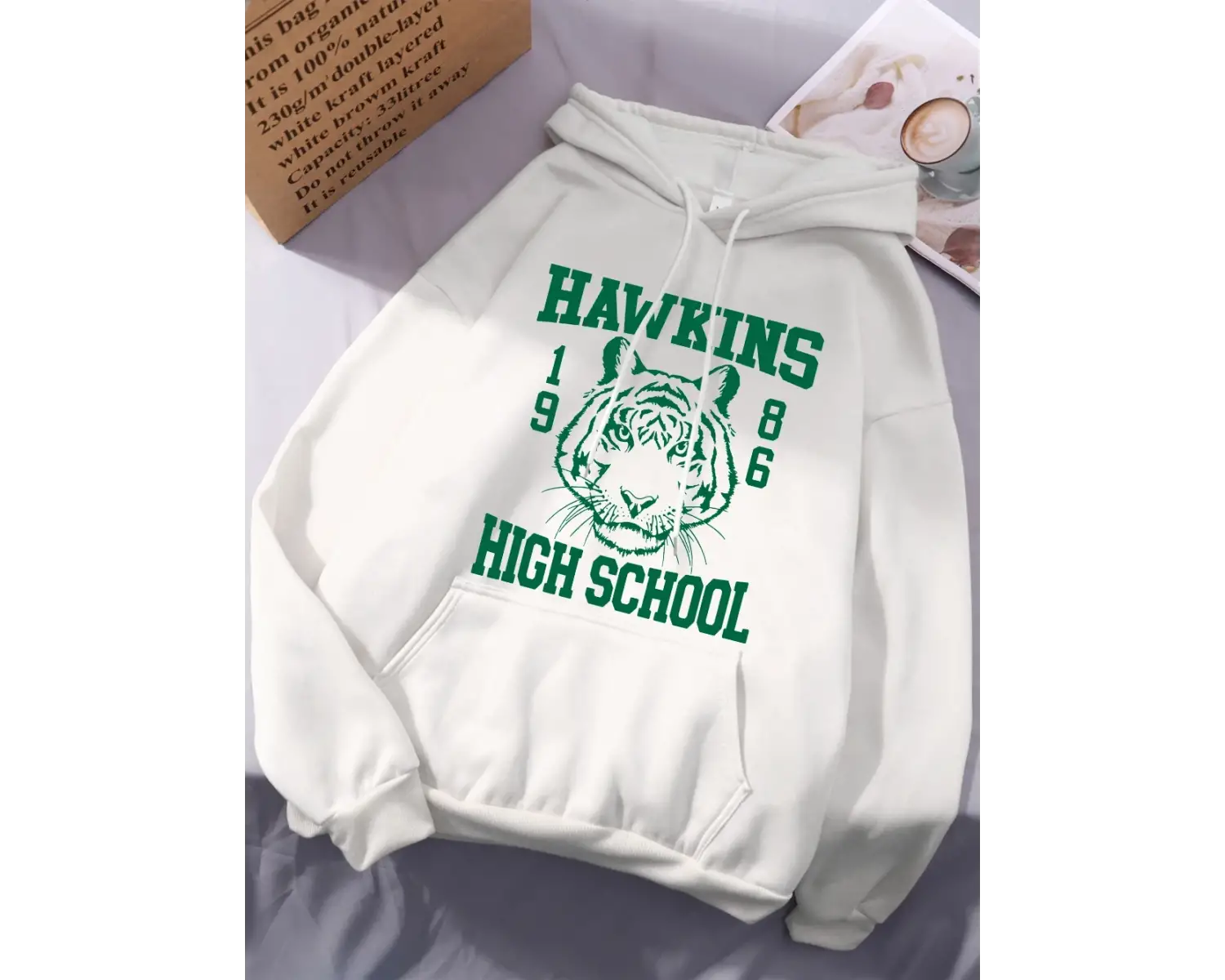 Hawkins Lisesi Baskılı Kapüşonlu Üstler Kadınlar İçin Kışlık Polar Sıcak Sweatshirtler Basit