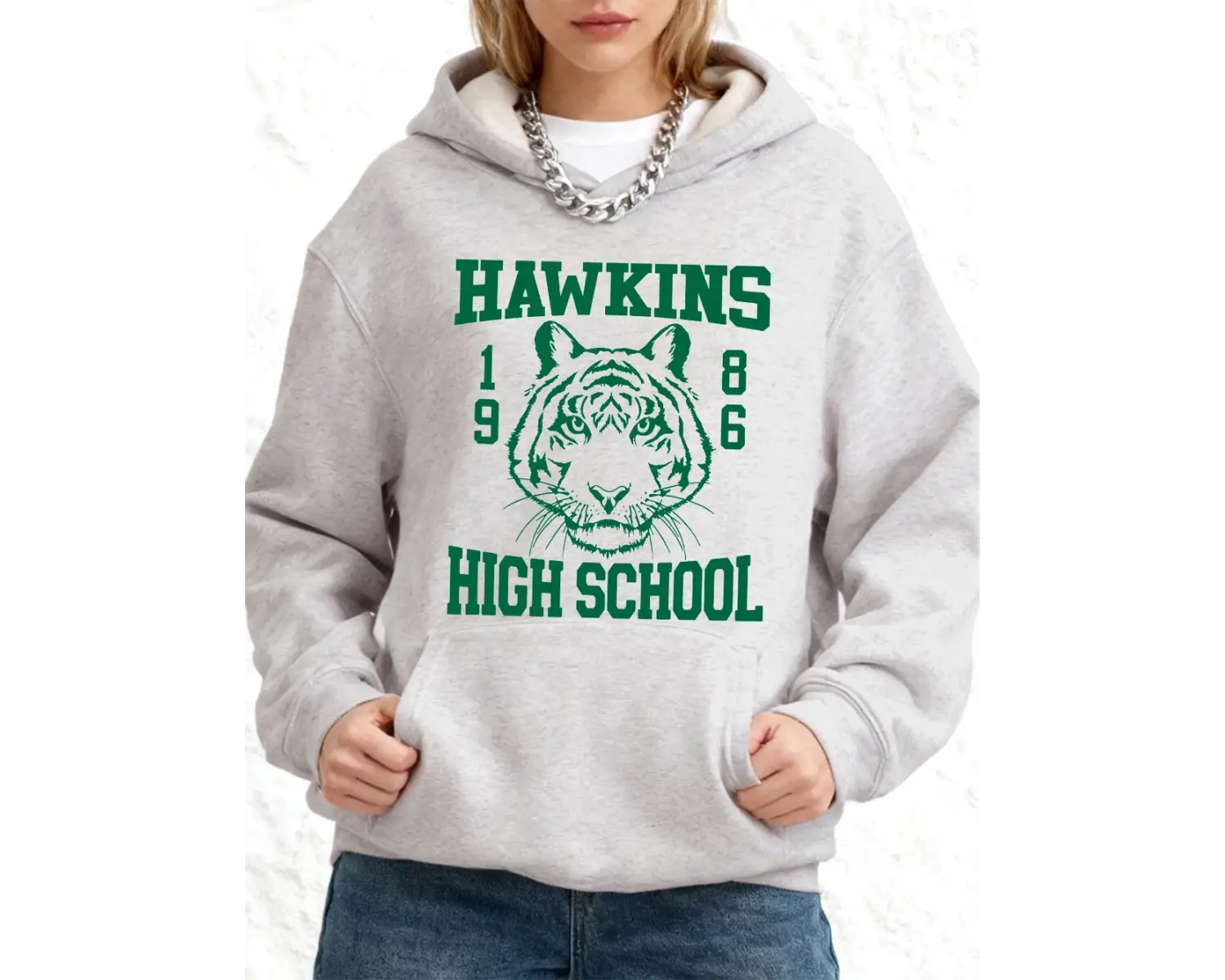 Hawkins Lisesi Baskılı Kapüşonlu Üstler Pamuklu Kadın Sportif Bol Kazak Kışlık Polar Sıcak Sw