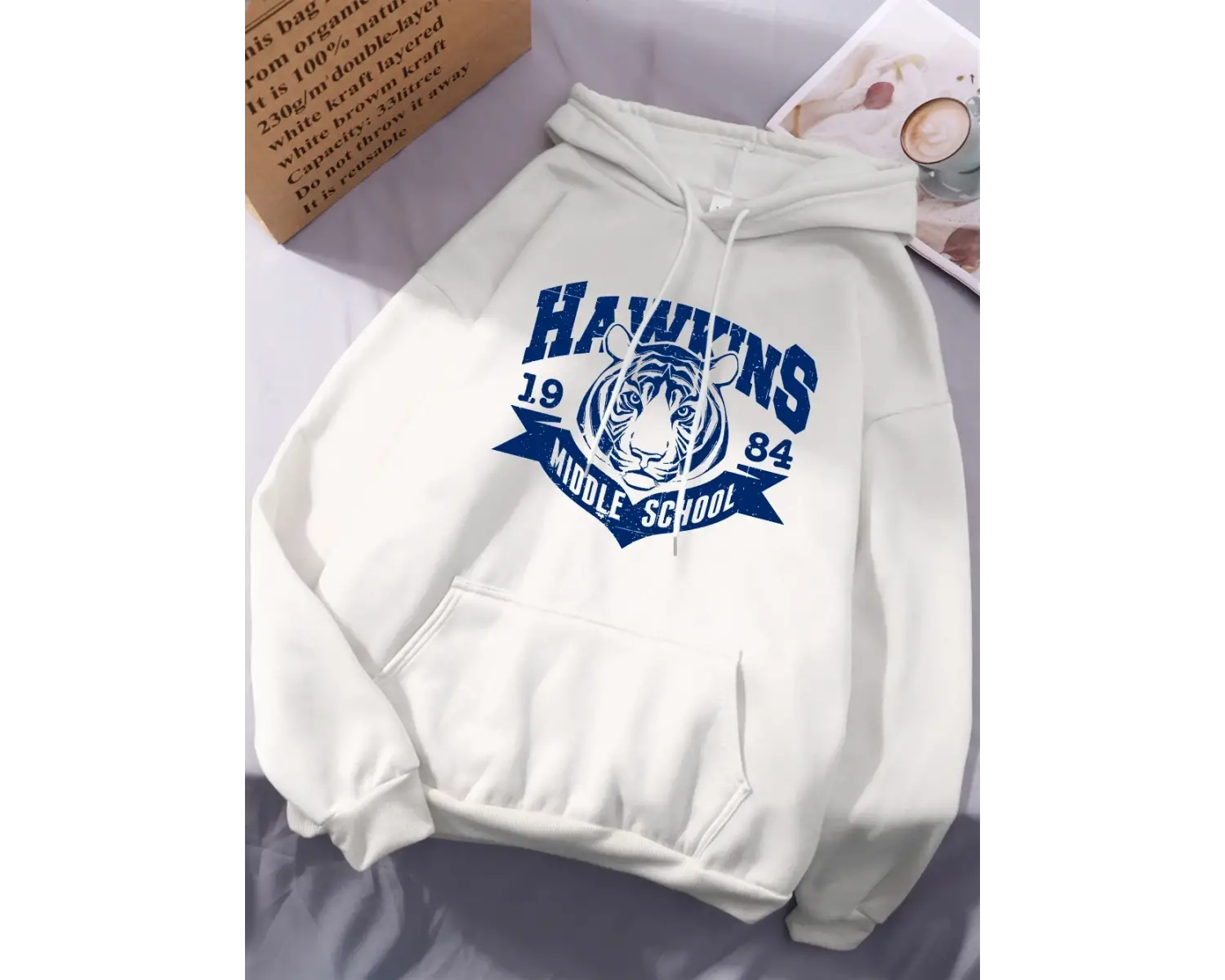 Hawkins Ortaokul Baskılı Kapüşonlu Üstler Kadınlar İçin Kışlık Polar Sıcak Sweatshirtler Basi