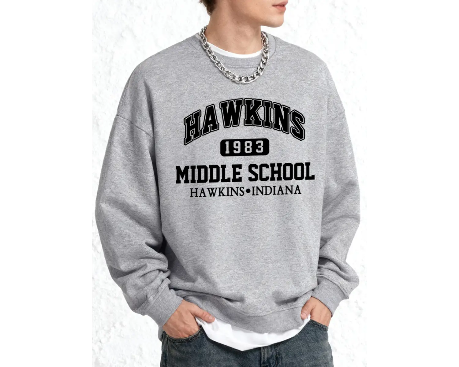 Hawkins Ortaokul Erkekler İçin Baskılı Sweatshirt Oversize Kazak Sonbahar Sıcak O-Yaka Spor G