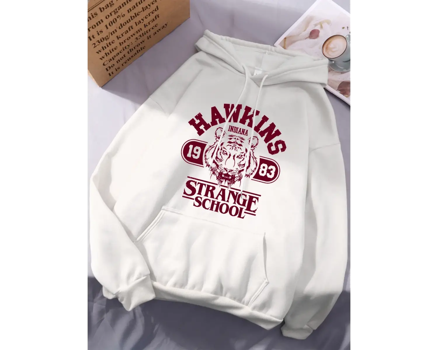 Hawkins Strange School 1983 Baskılı Kapüşonlu Üstler Kadınlar İçin Kışlık Polar Sıcak Sweatsh