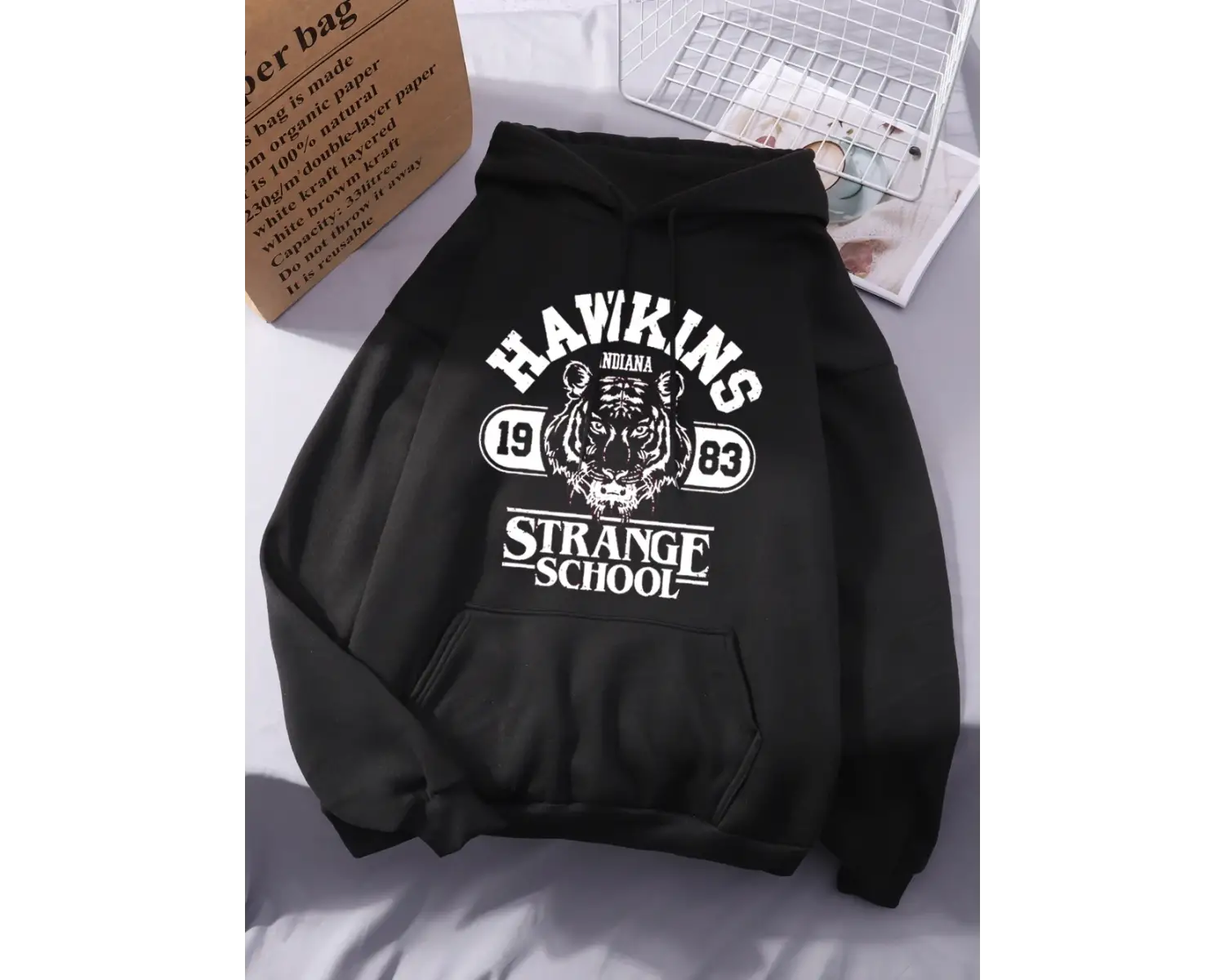 Hawkins Strange School 1983 Baskılı Kapüşonlu Üstler Kadınlar İçin Kışlık Polar Sıcak Sweatsh