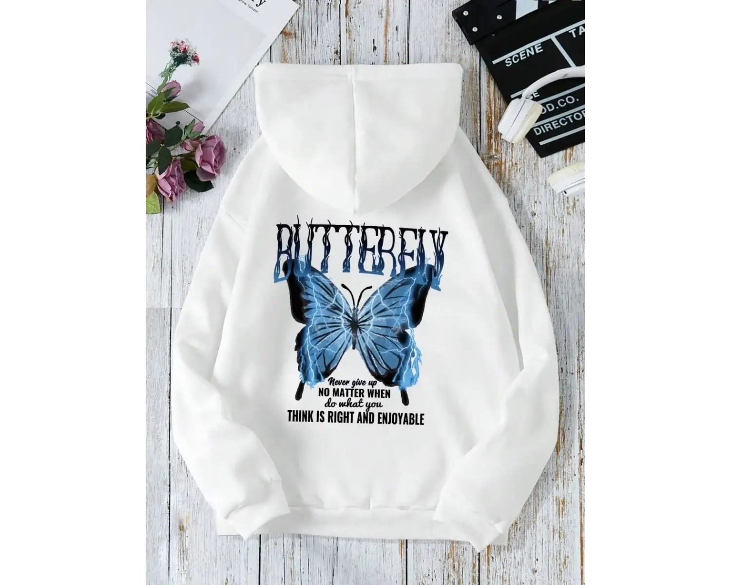 Hayalet Kelebek Baskılı Eşofman Kadın Moda Yenilik Yaratıcı Hoodie Klasik Trend Temel Giysile