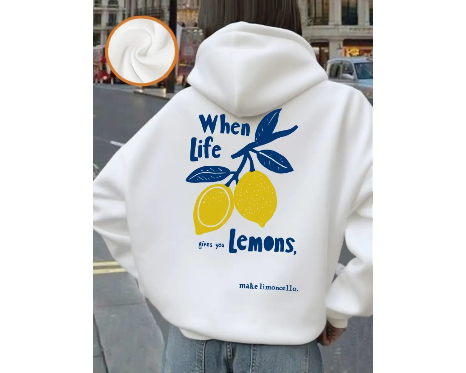 Hayat Size Limonlar Getirir Baskılı Kapüşonlu Üstler Kadın Günlük Basit Sweatshirtler Temel C