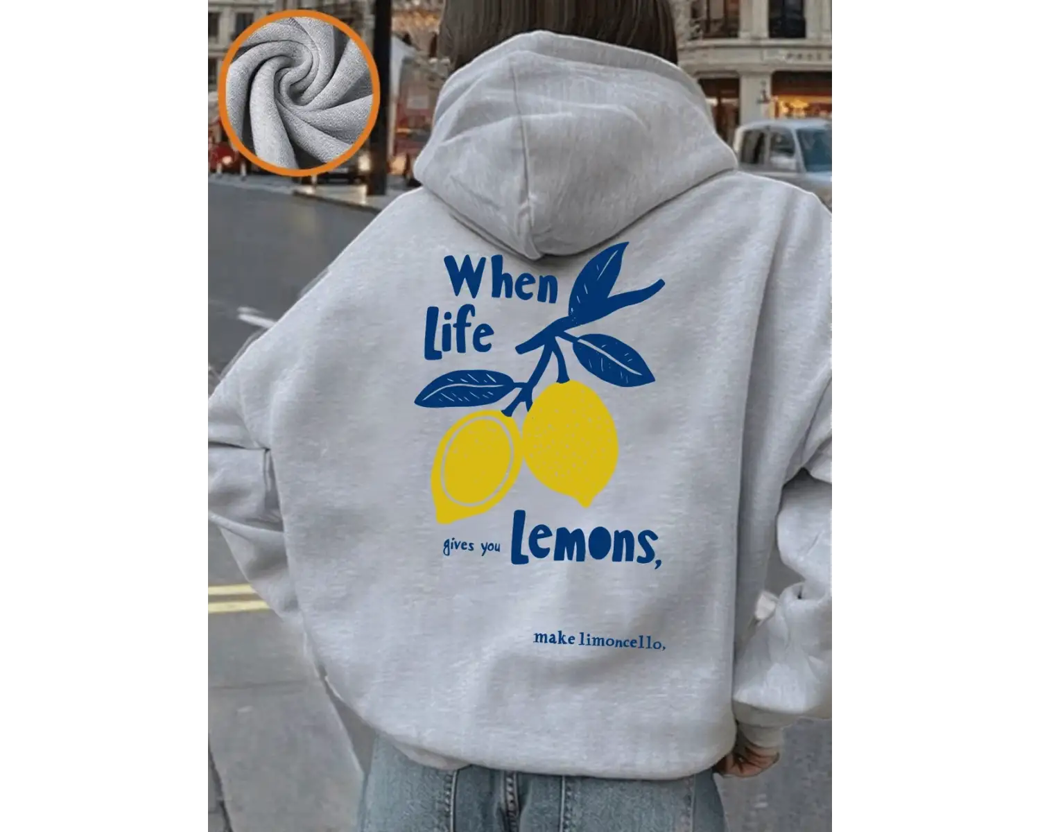 Hayat Size Limonlar Getirir Baskılı Kapüşonlu Üstler Kadın Günlük Basit Sweatshirtler Temel C