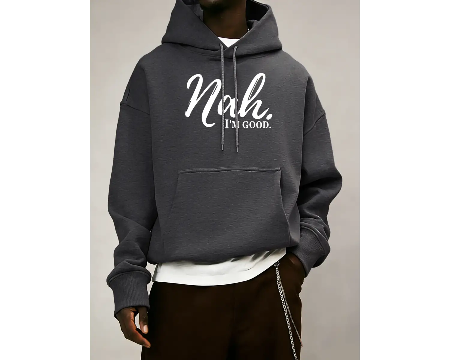 Hayır. IM Good Pattern Erkekler İçin Her Şeyle Uyumlu Kapüşonlu Üst Sonbahar Günlük Üst Giyi