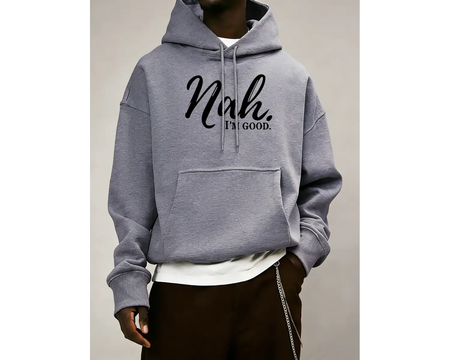 Hayır. IM Good Pattern Erkekler İçin Her Şeyle Uyumlu Kapüşonlu Üst Sonbahar Günlük Üst Giyi