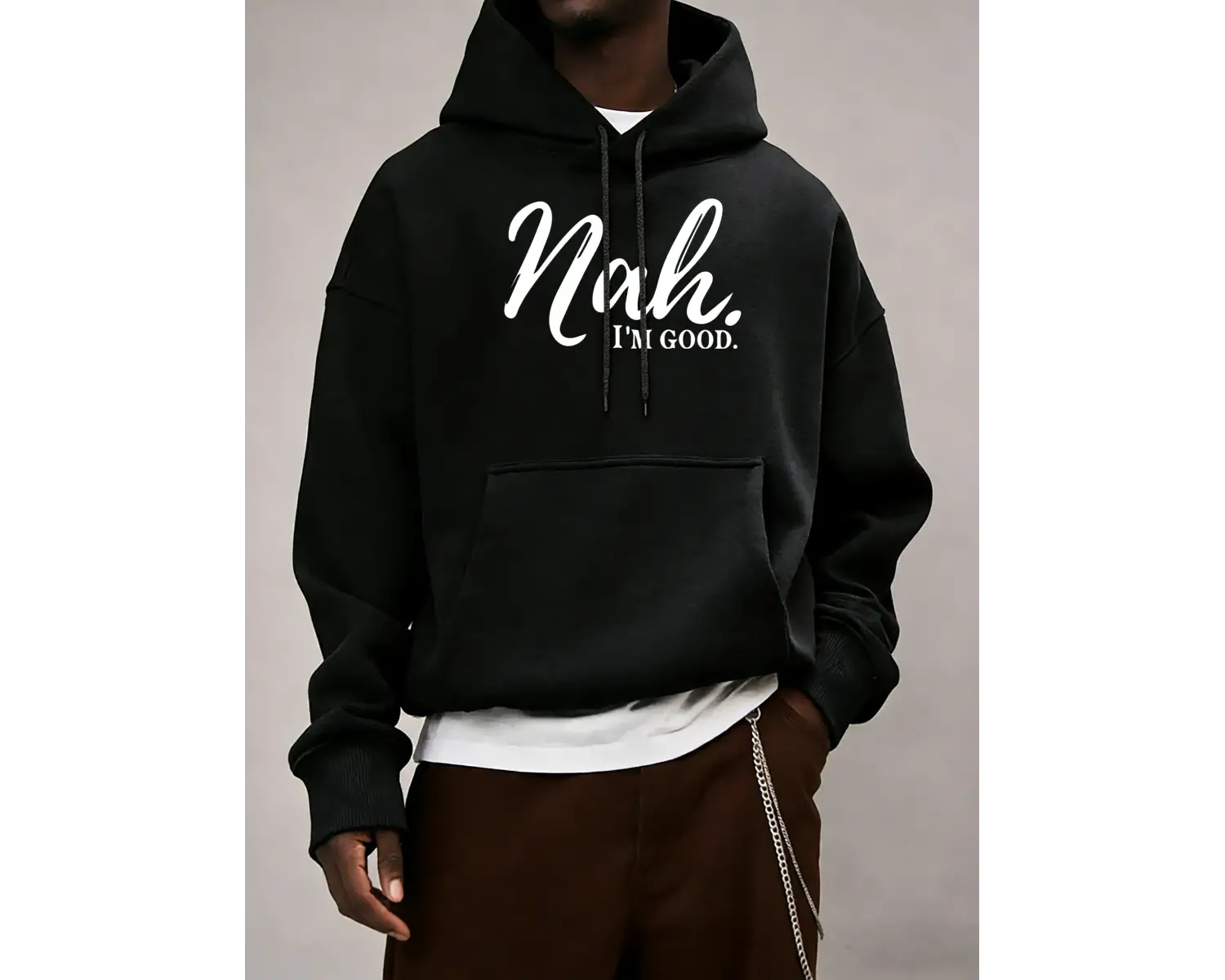 Hayır. IM Good Pattern Erkekler İçin Her Şeyle Uyumlu Kapüşonlu Üst Sonbahar Günlük Üst Giyi