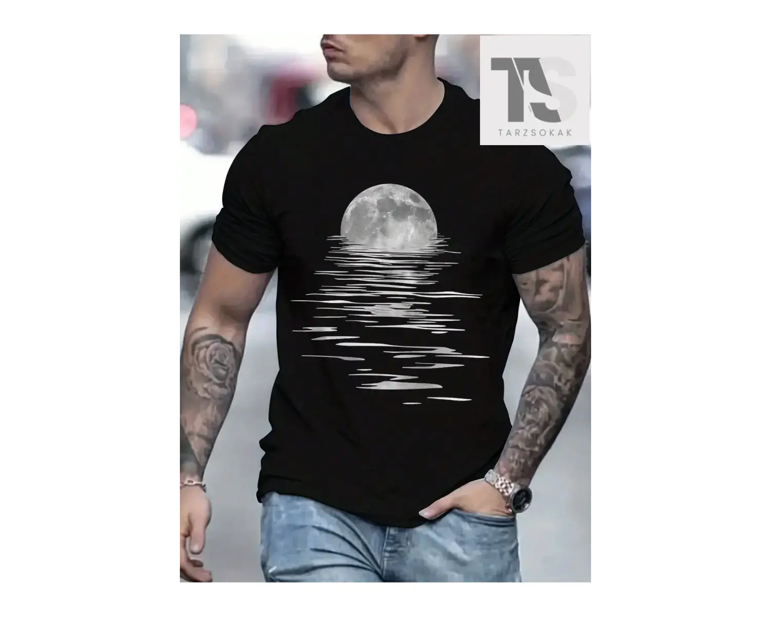 Hayvan Baskılı Erkek Günlük Tişört