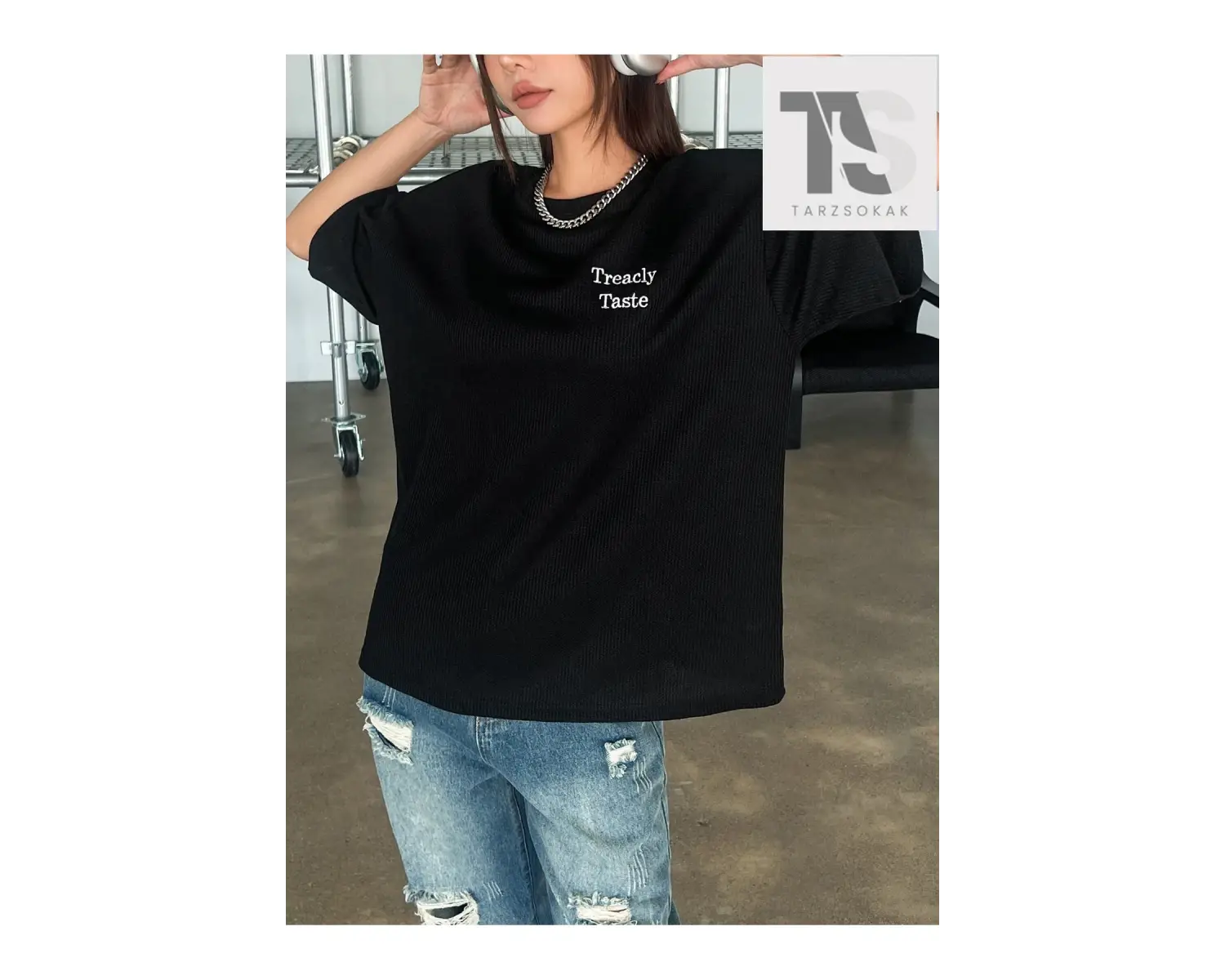 HELLFUNCO Güneş ve Slogan Grafikli Düşük Omuz Oversize Tişört