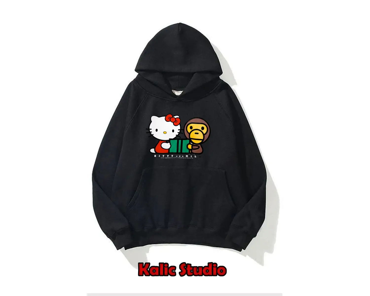 hello and milo Baskılı oversize sweatshirt gri