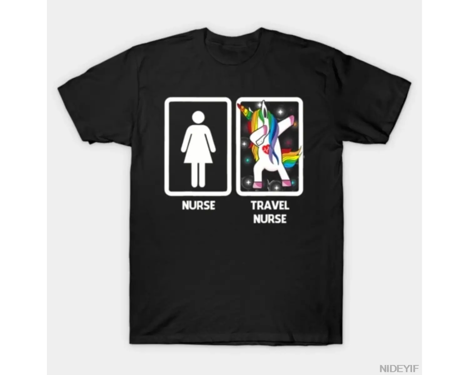 Hemşire vs Seyahat Hemşiresi Dabbing Unicorn Komik T-shirt Erkekler Kadınlar Için % 100% Pamu