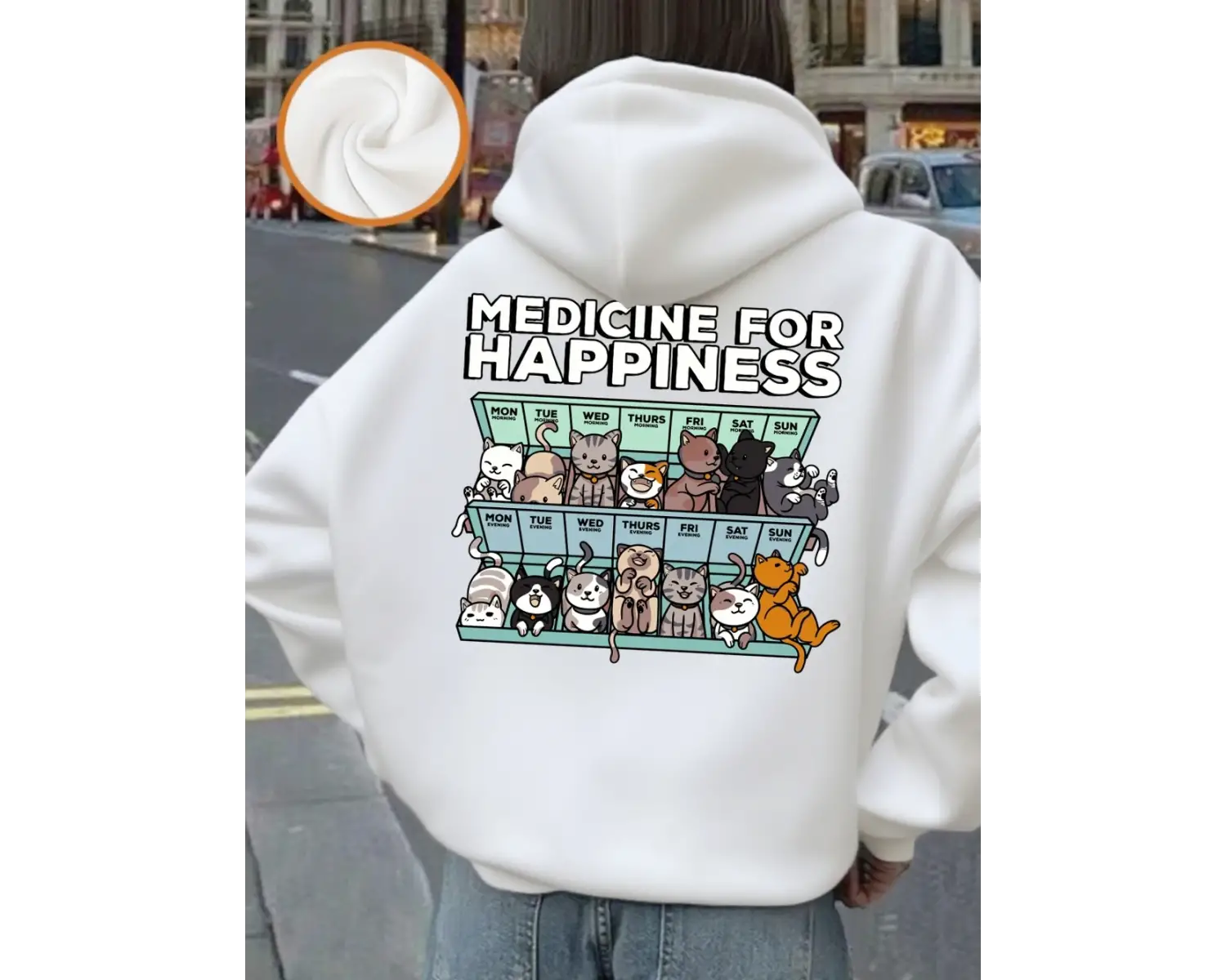 Her Gün Yavru Kedi Baskılı Kapüşonlu Üstler Kadınlar Kışlık Polar Sıcak Sweatshirtler Temel C