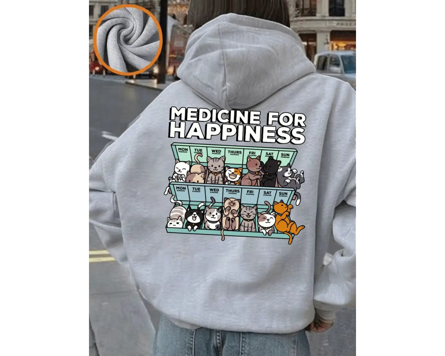 Her Gün Yavru Kedi Baskılı Kapüşonlu Üstler Kadınlar Kışlık Polar Sıcak Sweatshirtler Temel C