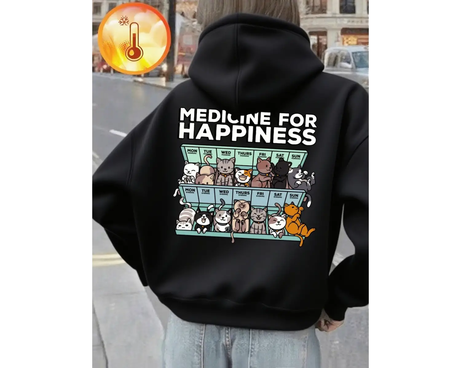 Her Gün Yavru Kedi Baskılı Kapüşonlu Üstler Kadınlar Kışlık Polar Sıcak Sweatshirtler Temel C