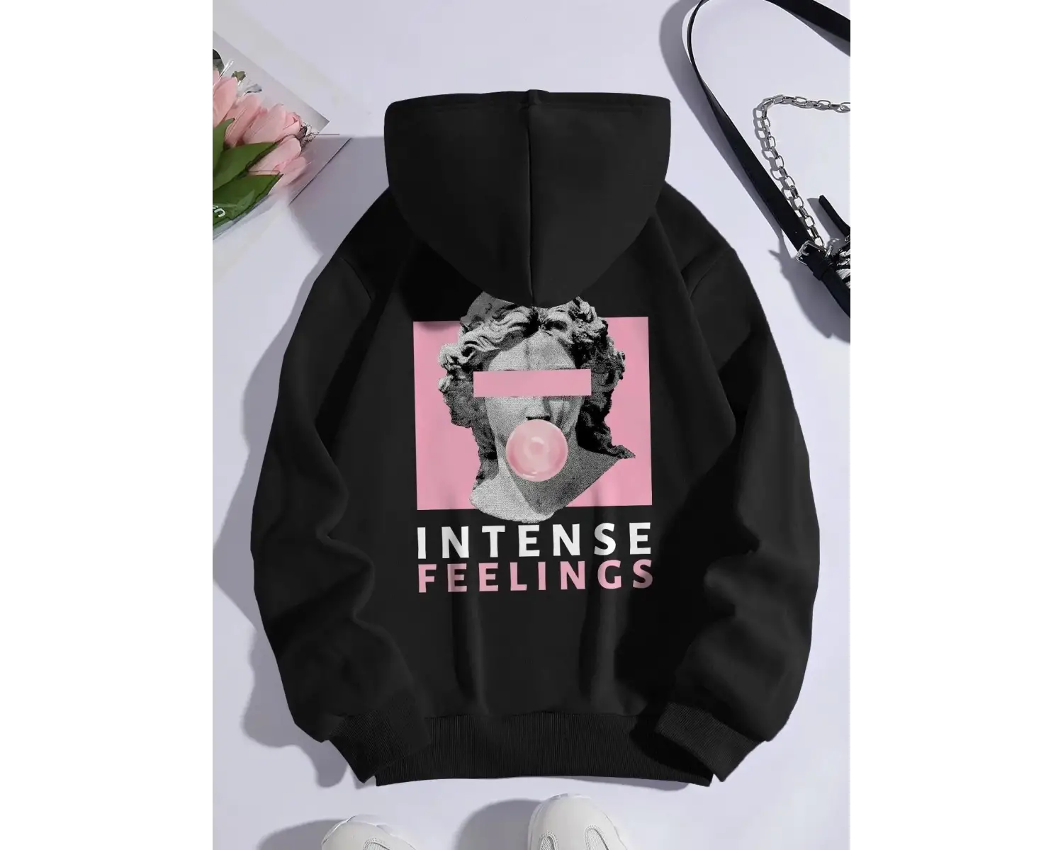 Heykel yoğun duygular baskı kadın Hoodies rahat spor gelgit Hoody polar sıcak rahat kapüşonlu