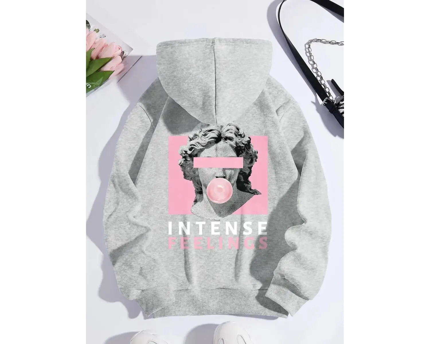 Heykel yoğun duygular baskı kadın Hoodies rahat spor gelgit Hoody polar sıcak rahat kapüşonlu