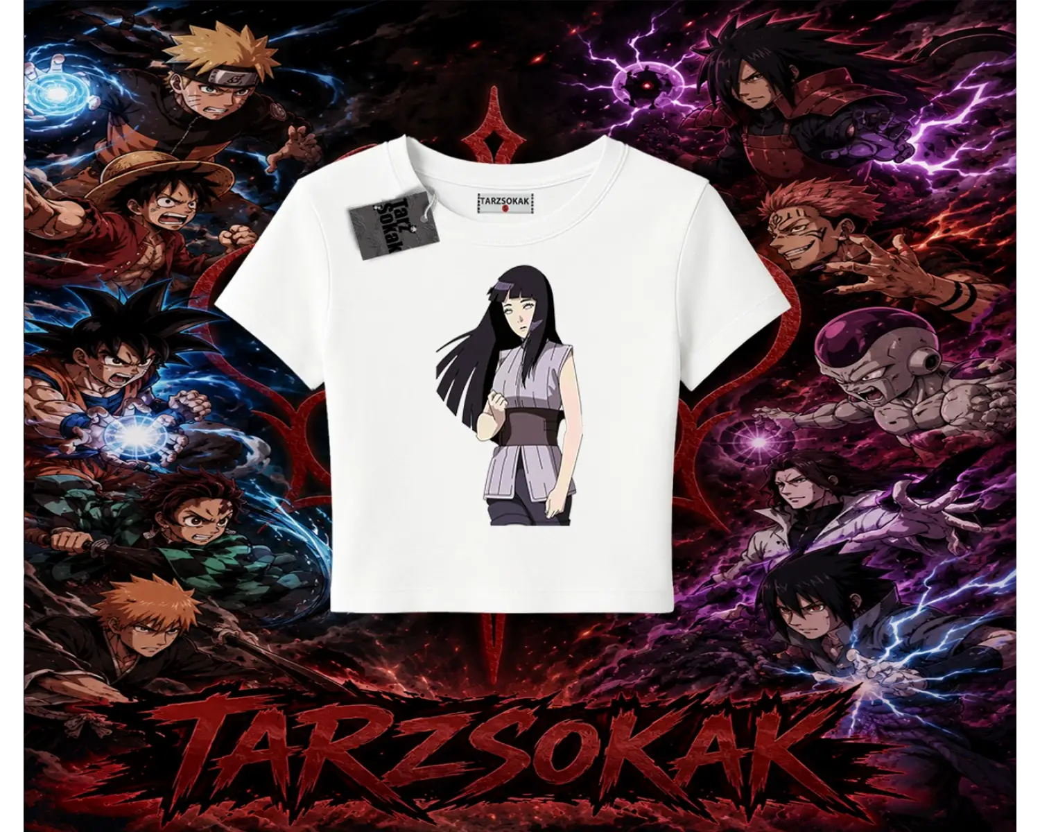 Hinata Hyuga Naruto Anime Karakteri Kadın Baby Tee Beyaz