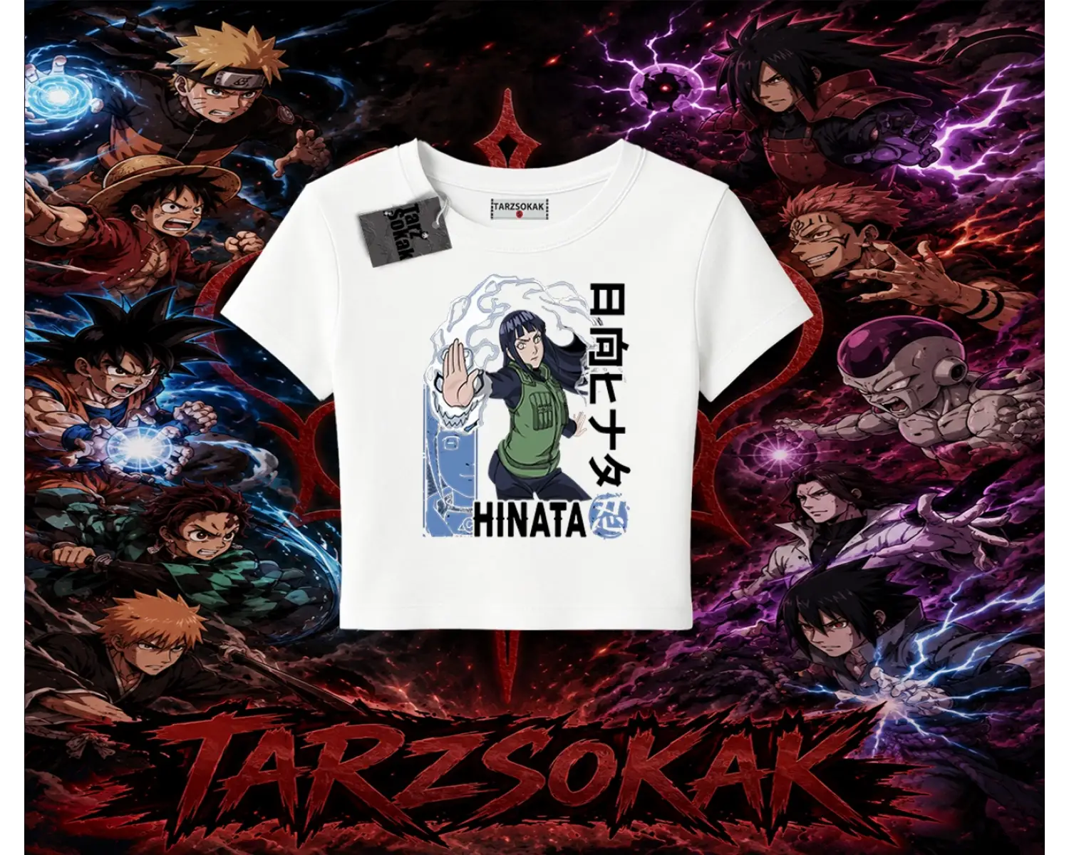 Hinata Hyuga Naruto Anime Karakteri Kadın Baby Tee Beyaz