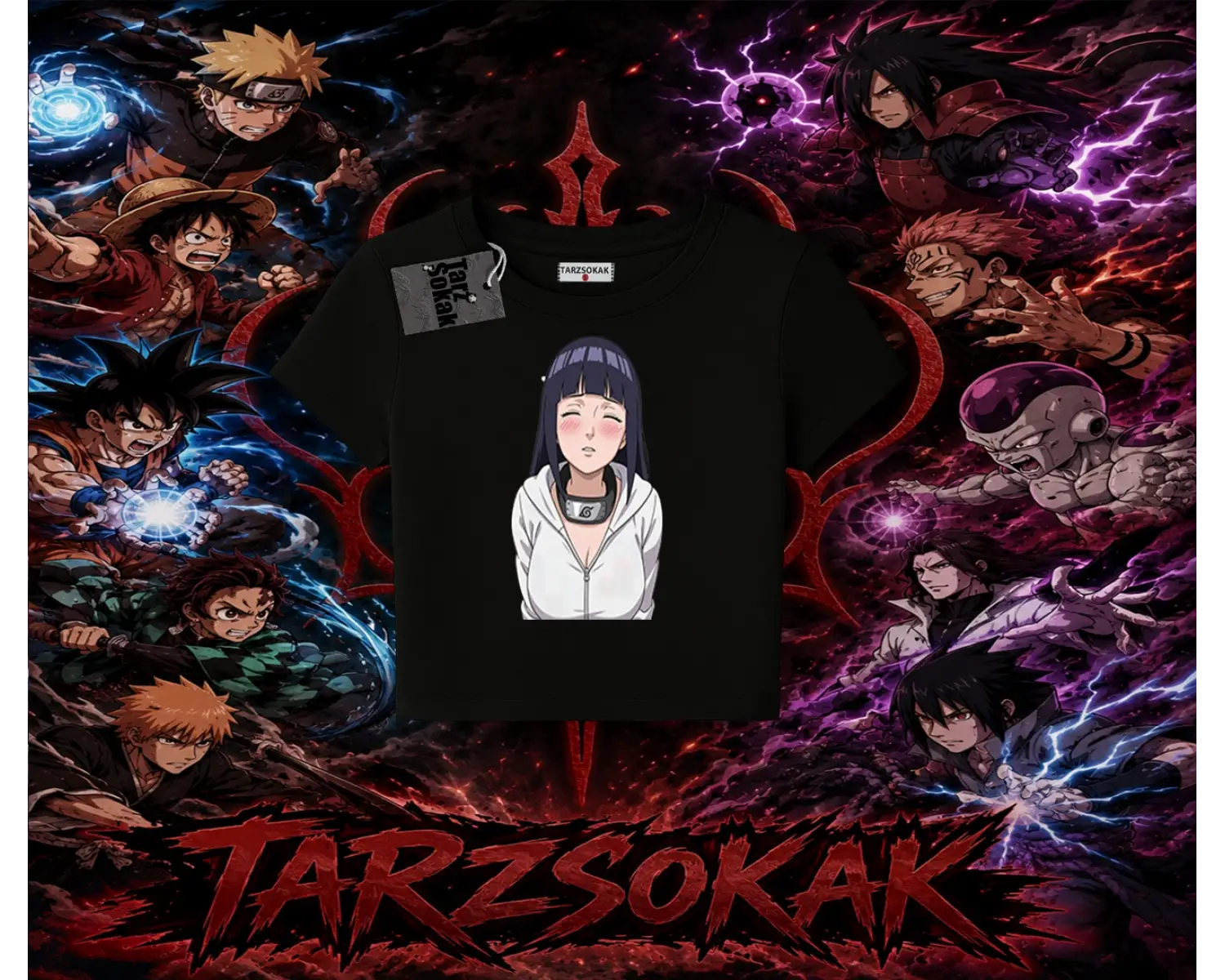 Hinata Hyuga Naruto Anime Karakteri Kadın Baby Tee Beyaz