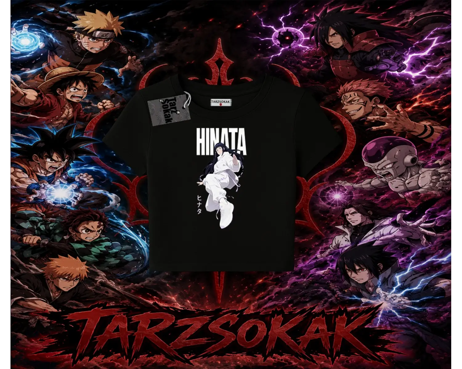 Hinata Hyuga Naruto Anime Karakteri Kadın Baby Tee Beyaz