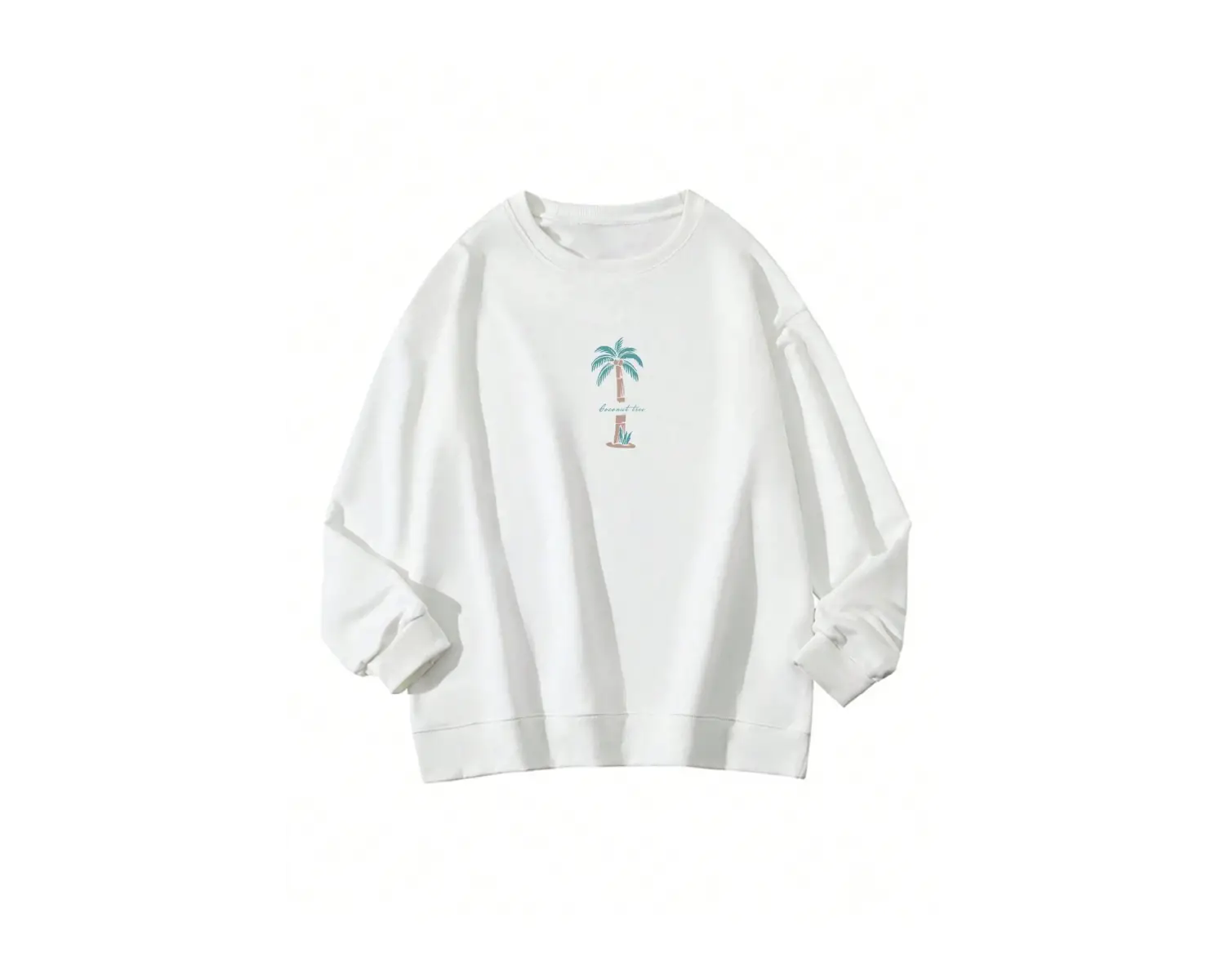 Hindistan Cevizi Ağacı Desenli Sweat Beyaz