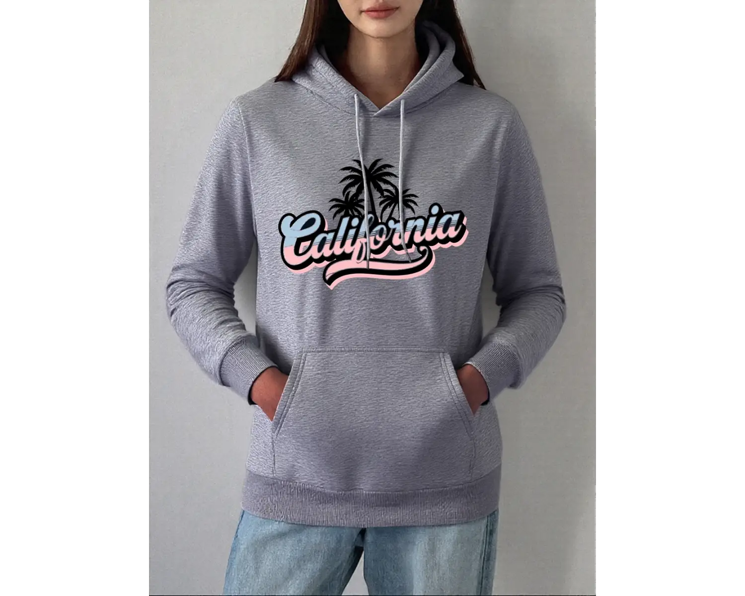 Hindistan cevizi Ağacı Kaliforniya Baskılar Hoodie Kadın Rahat Gevşek Kazak Kış Polar Sıcak K