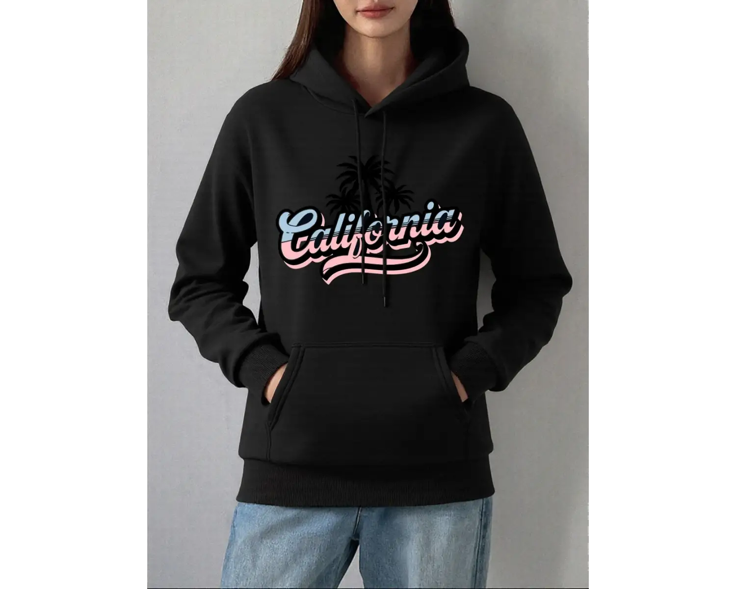 Hindistan cevizi Ağacı Kaliforniya Baskılar Hoodie Kadın Rahat Gevşek Kazak Kış Polar Sıcak K