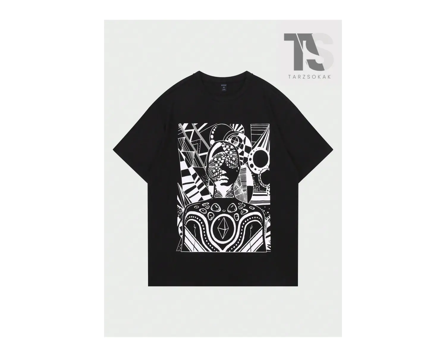 Hindistan Cevizi Ağacı ve Slogan Baskılı Erkek T-Shirt