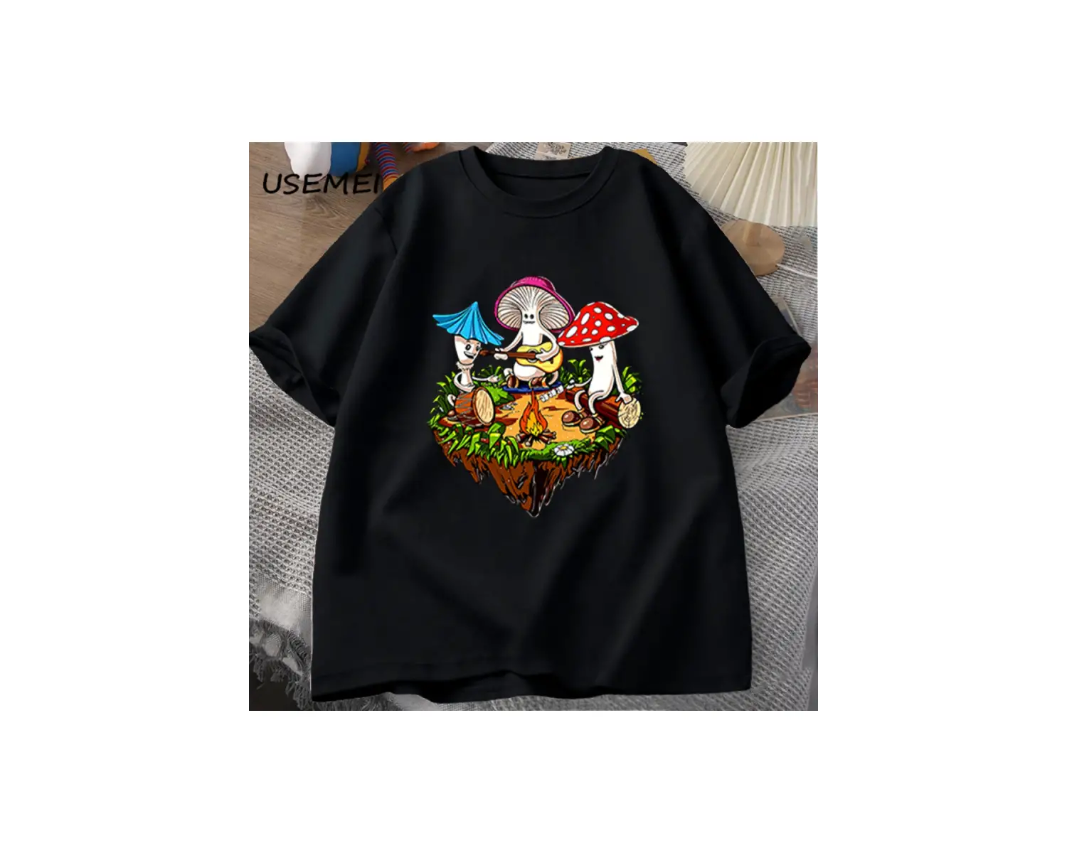 Hippi Sihirli Mantar Tshirt Komik Grafik T Shirt Streetweed 90s erkek T-shirt Adam Hippi Pamu 2954