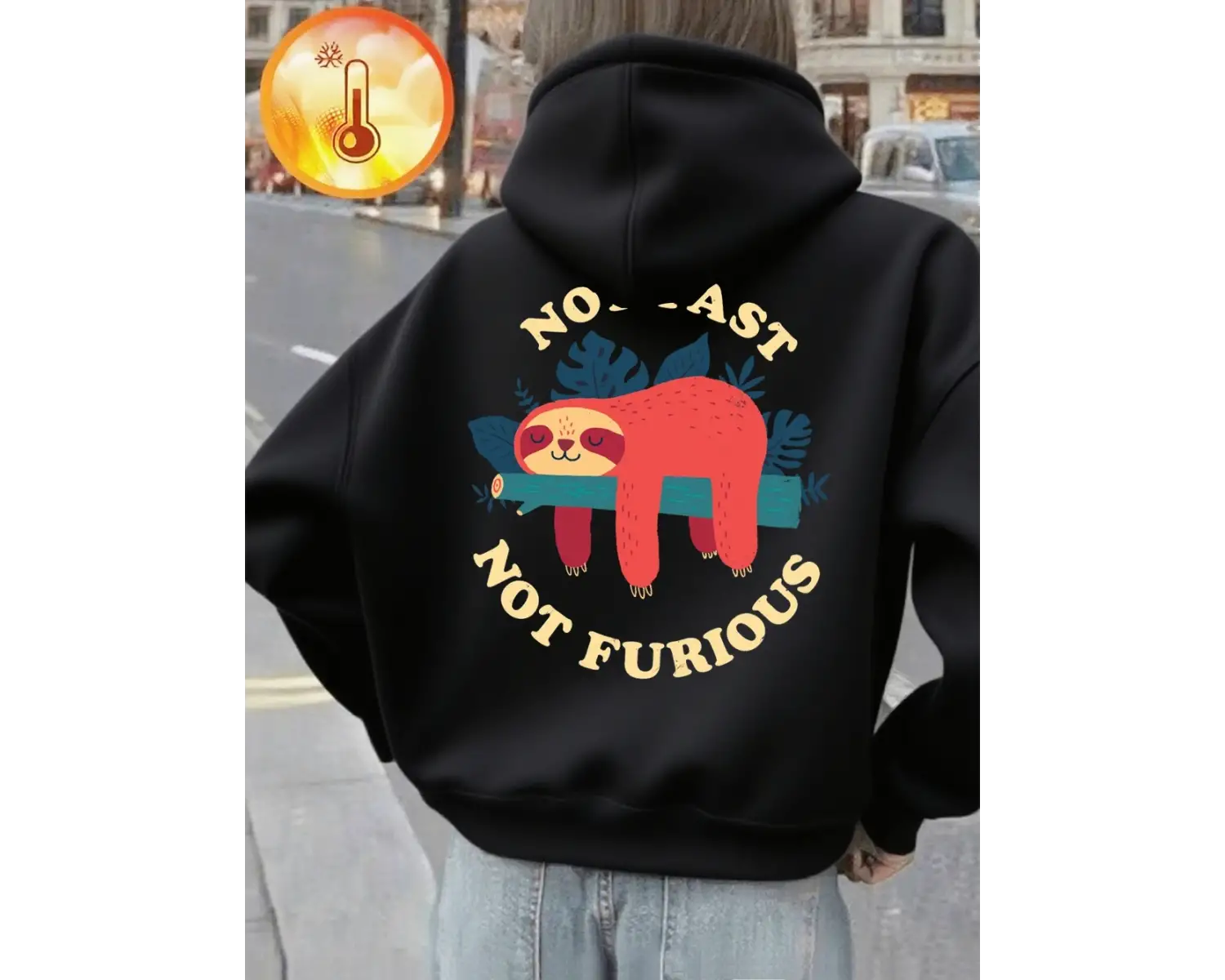 Hızlı Değil Öfkeli Değil Tembellik Baskılı Kapüşonlu Üstler Kadınlar Kışlık Polar Sıcak Sweat