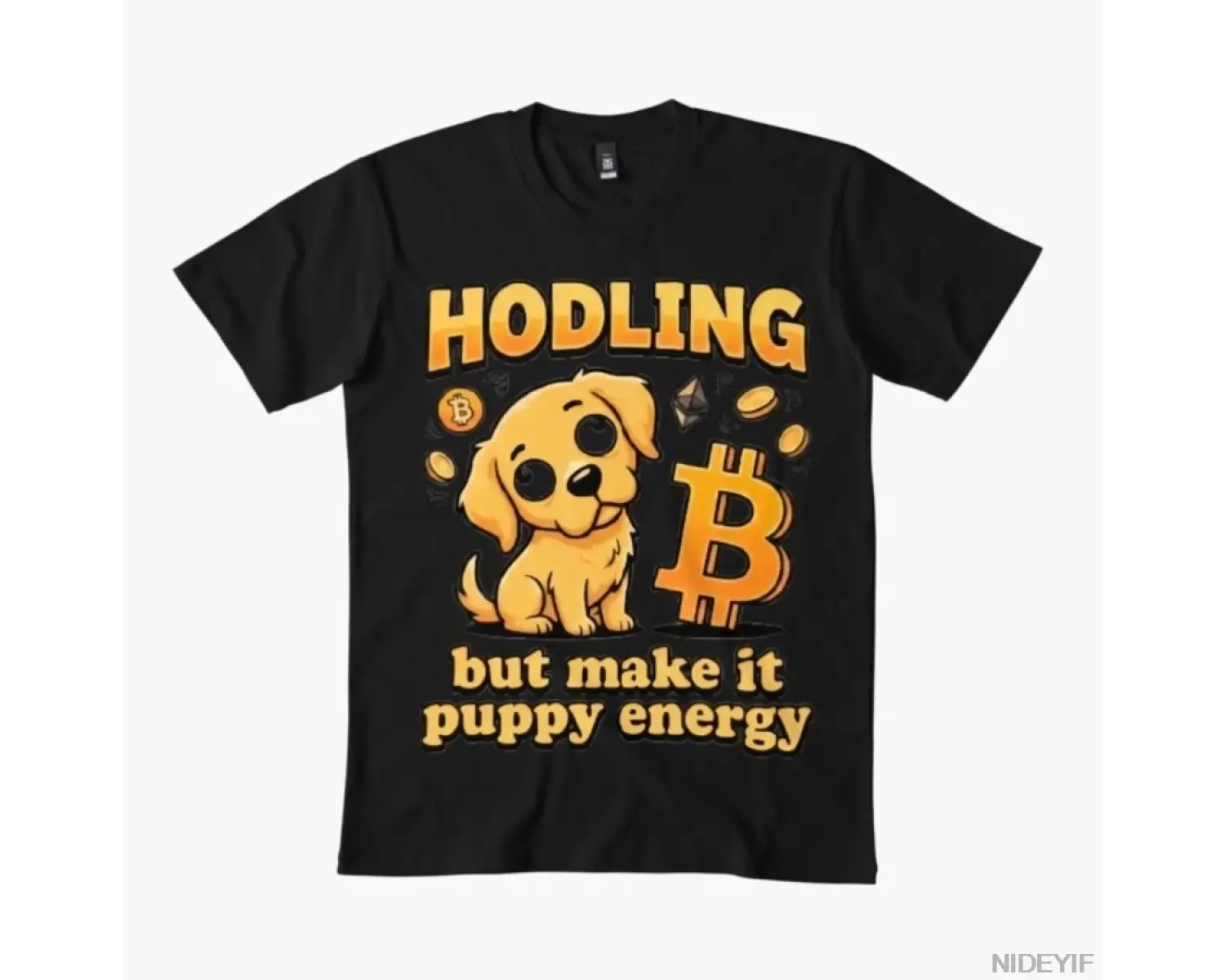 Hodling But Make It Puppy Energy Erkek Kadın Tişörtü %100 Pamuklu Tişörtler Kısa Kollu Üstler