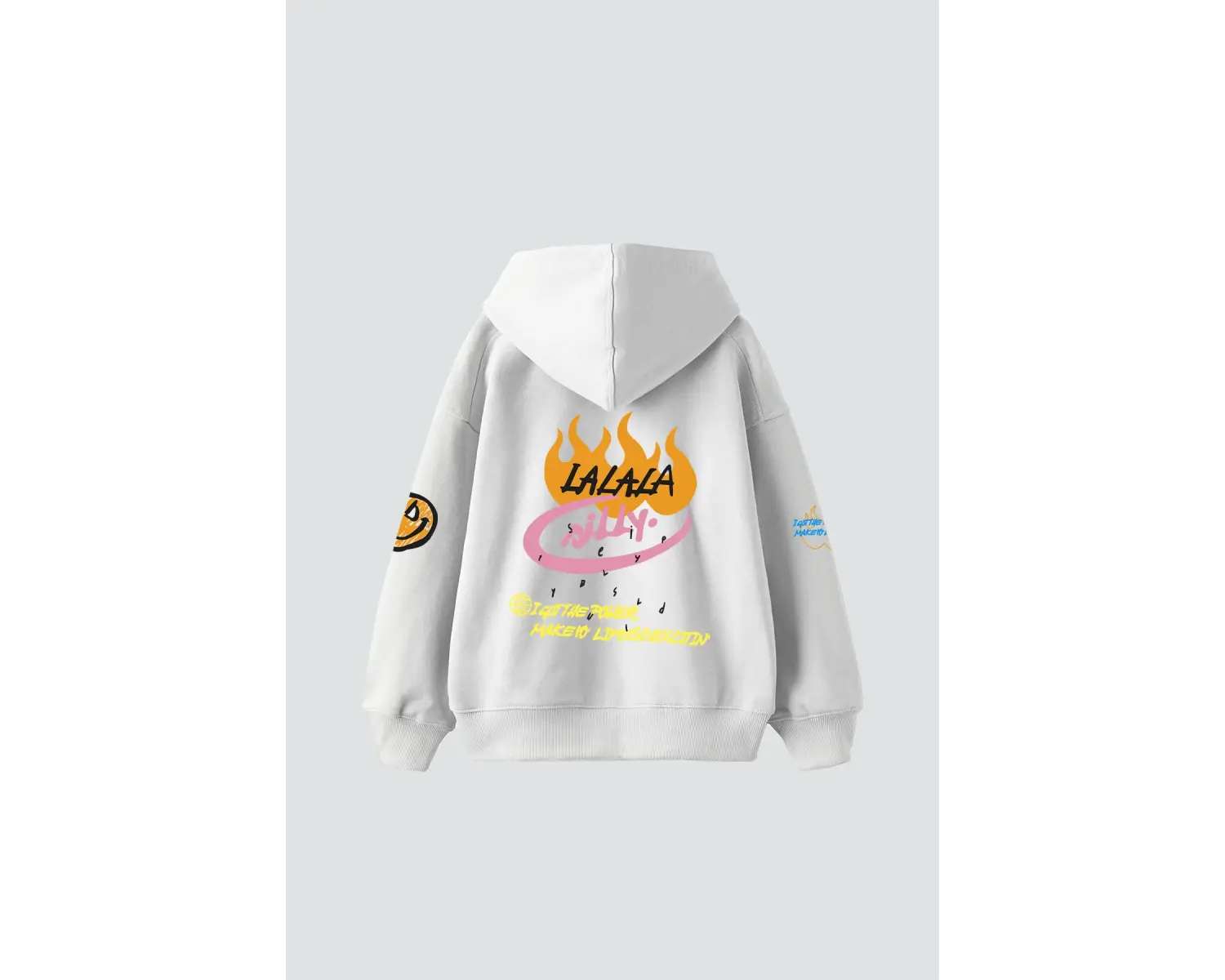 Holy Powers Beyaz Oversize Unisex Kapüşonlu