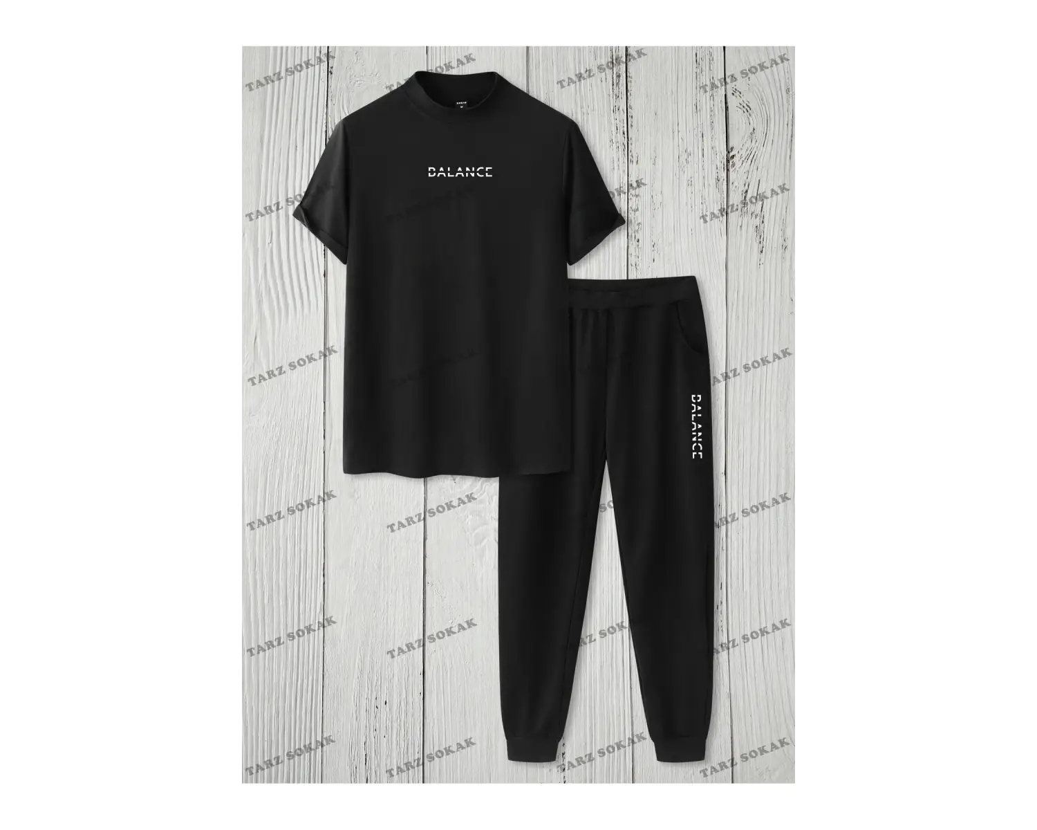 Homme 2 adet/takım erkek Düz Renk Kısa Kollu Yuvarlak Boyun Tişört Ve Eşofman Altı