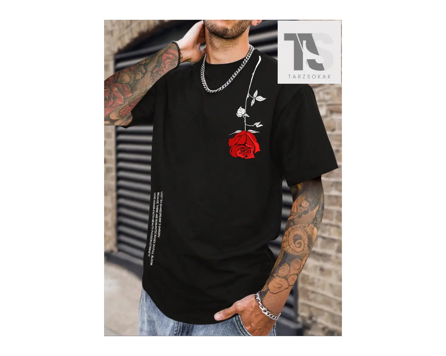 Homme Erkek Çiçek & Slogan Grafikli Tişört