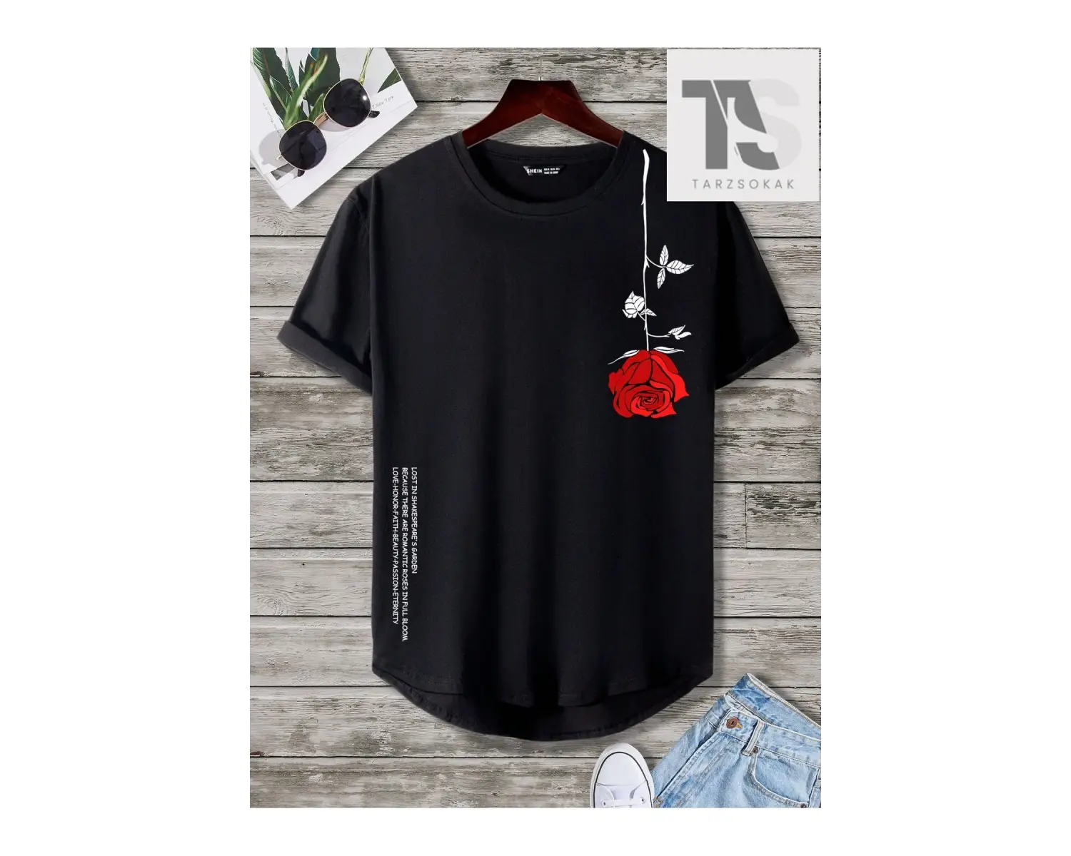 Homme Erkek Çiçek & Slogan Grafikli Tişört