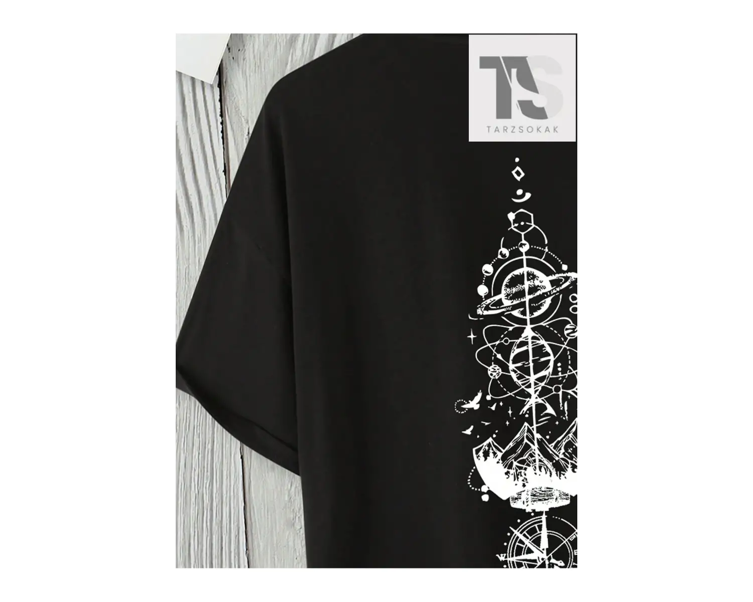 Homme Erkek Dağ ve Gezegen Baskılı Tişört