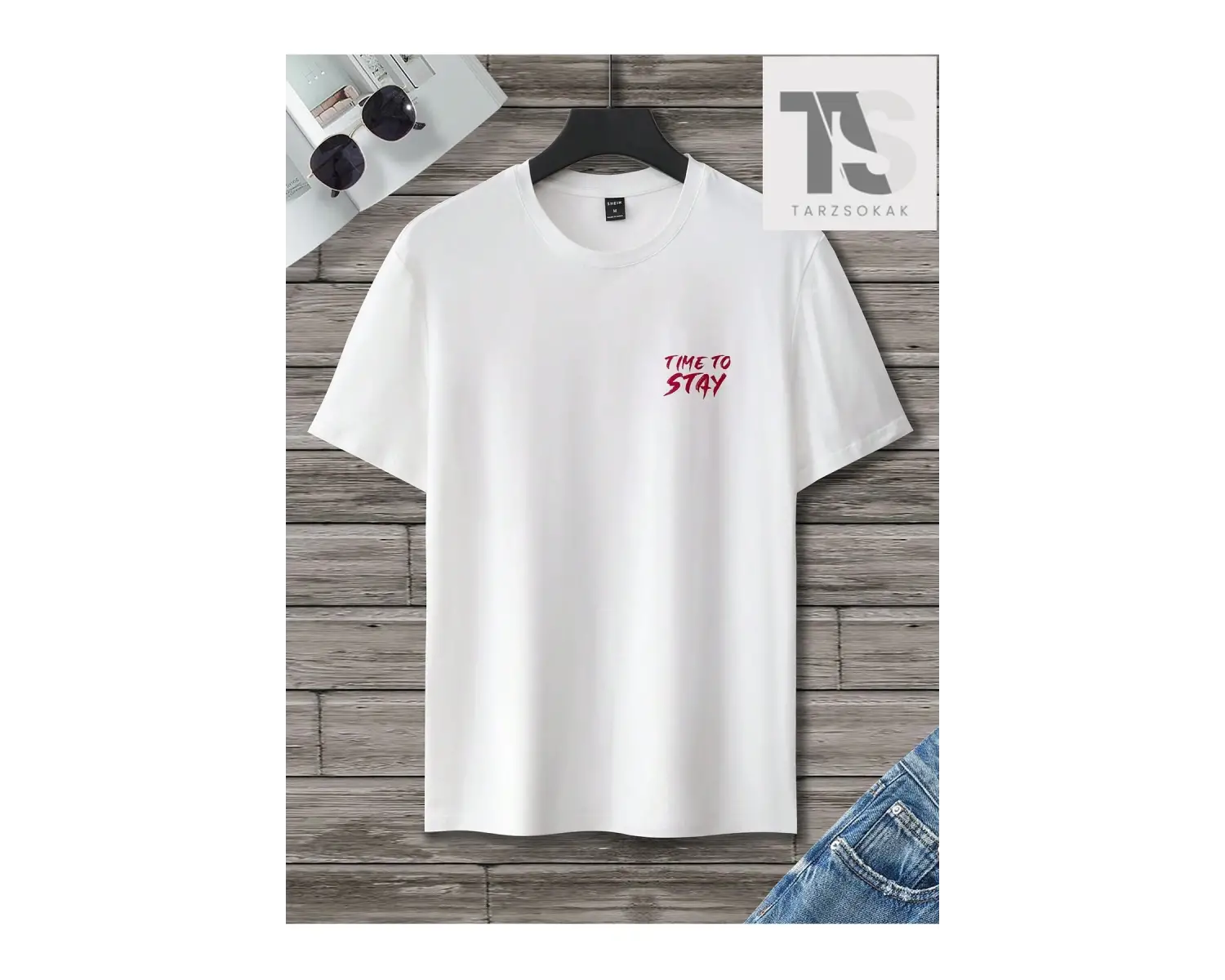 Homme Erkek Göz ve Slogan Grafikli Düşük Omuz Tişörtü