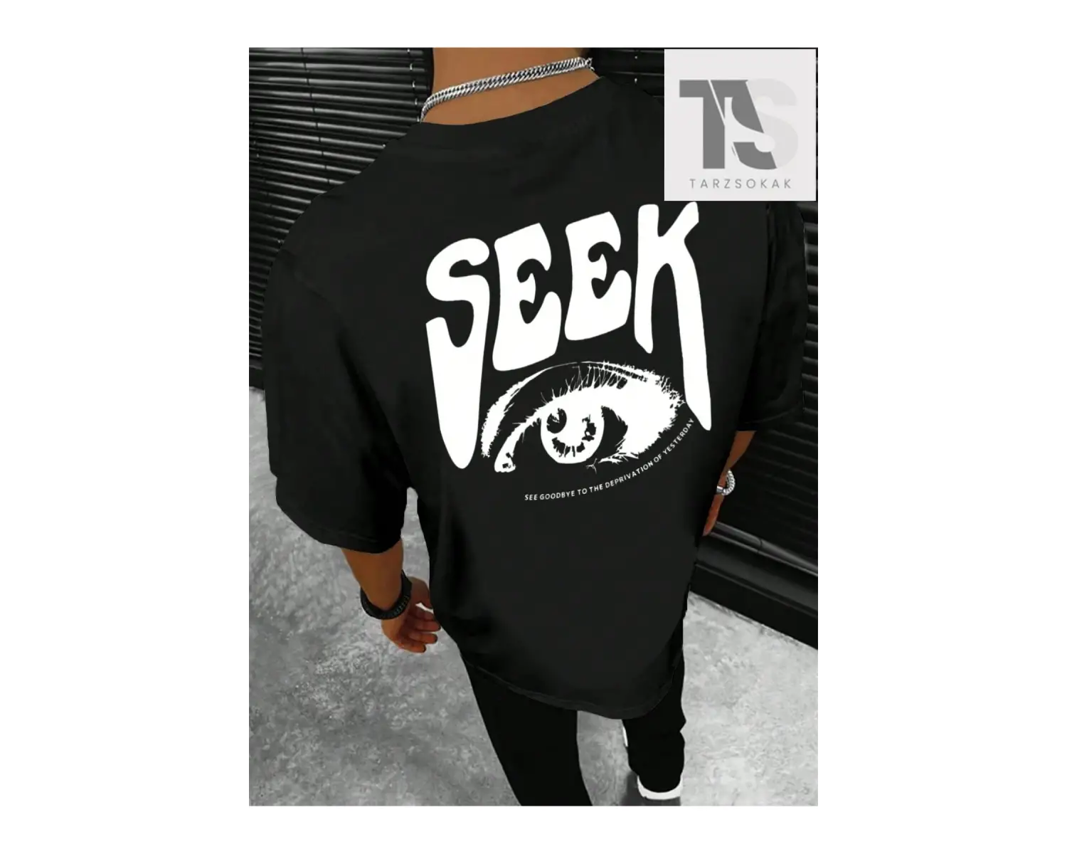 Homme Erkek Göz ve Slogan Grafikli Tişört