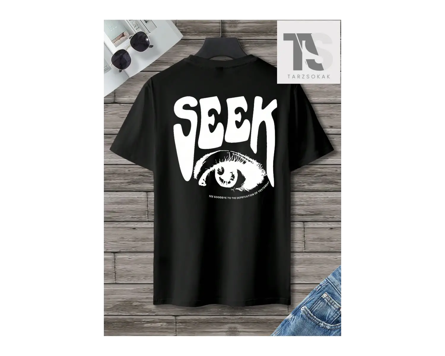 Homme Erkek Göz ve Slogan Grafikli Tişört