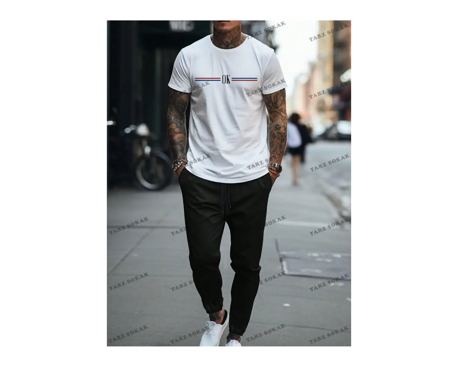 Homme Erkek Mektup Baskı Kısa Kollu Tişört Ve Uzun Pantolon İki Parçalı Set