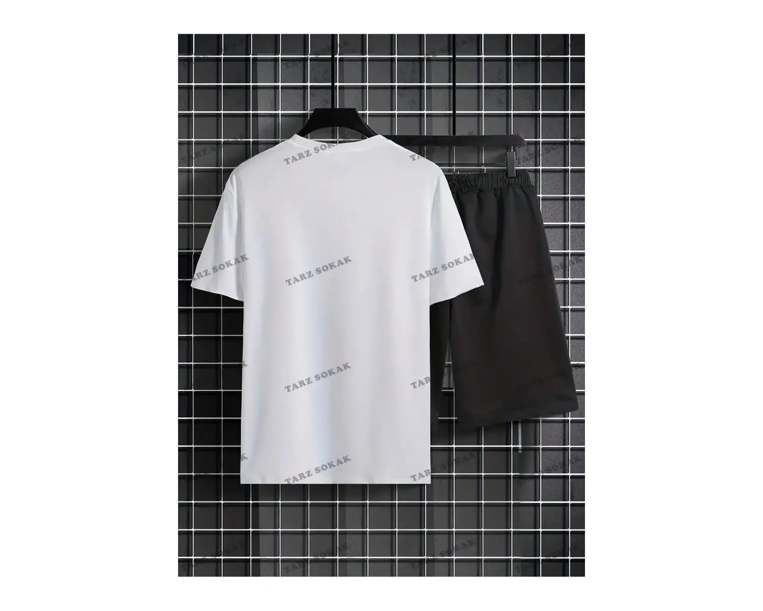 Homme Erkek Mektup Grafikli Tişört ve İpli Bel Şort Takım