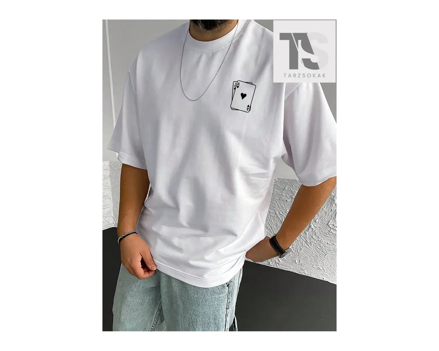 Homme Erkek Oyun Kartı Baskılı Tişört